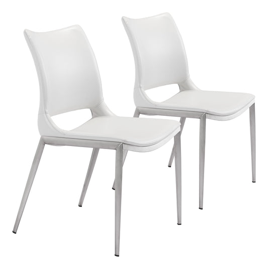 Ace White & Silver Dining Chair (Set of 2) - Ornate Home