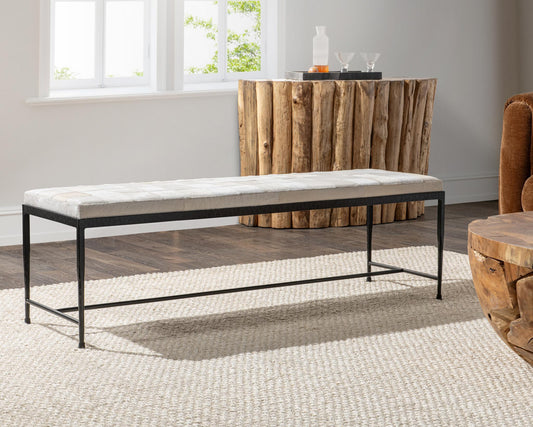 Achen Dusty Cream Accent Bench - Ornate Home