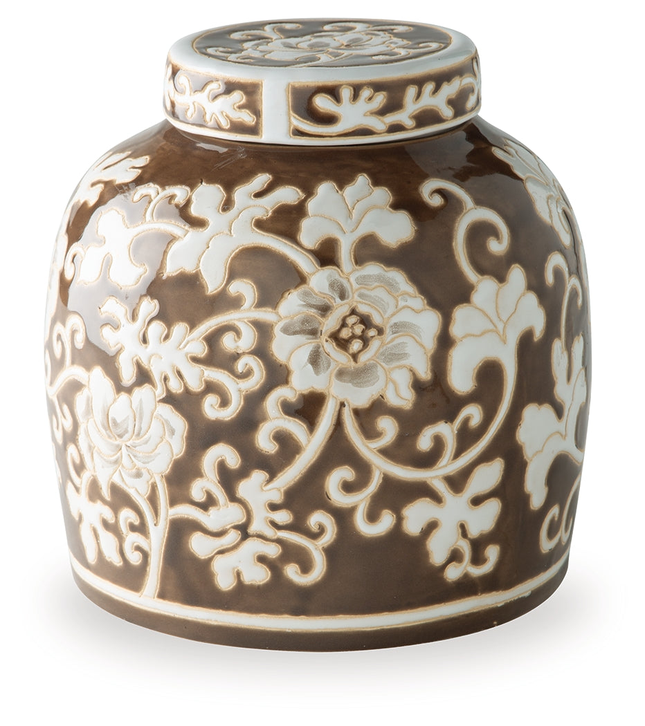 Adalham Brown/Cream Jar- Viva Furn