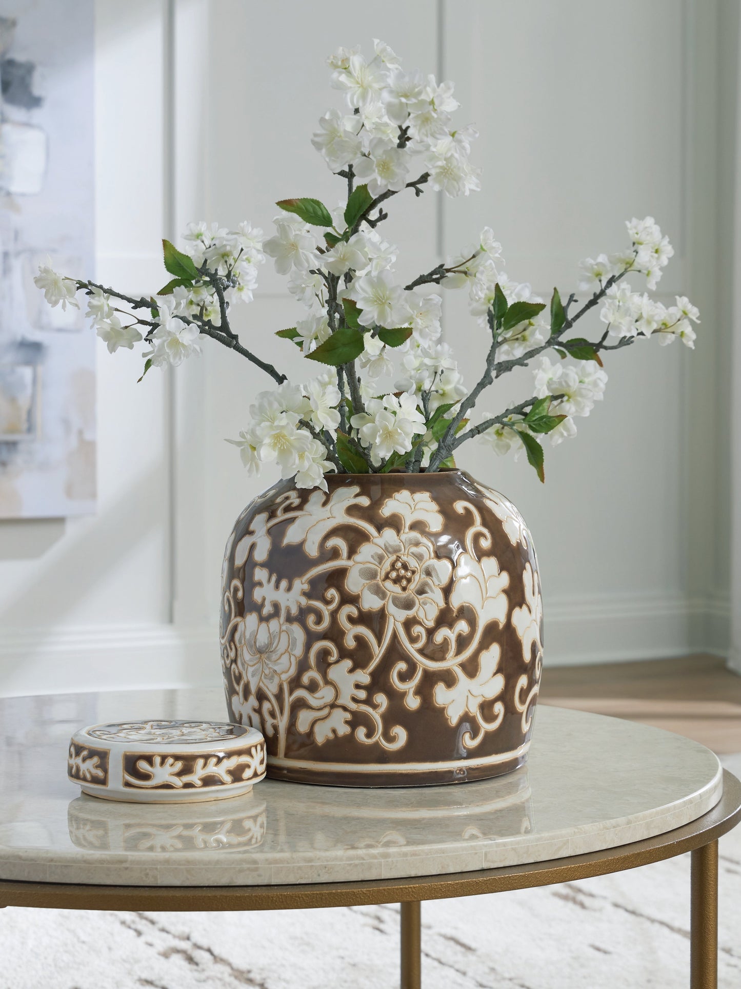 Adalham Brown/Cream Jar- Viva Furn