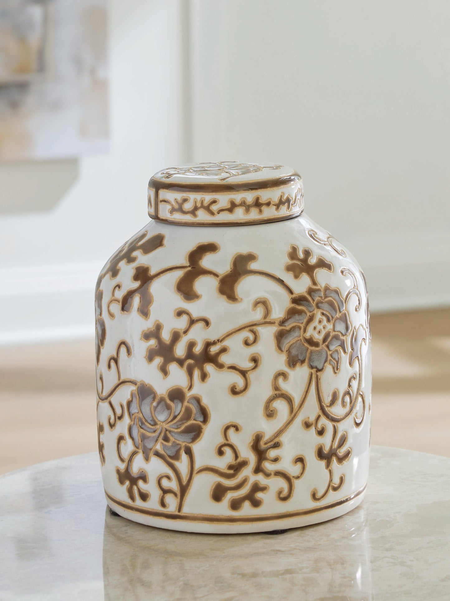 Adalham Cream/Brown Jar- Viva Furn