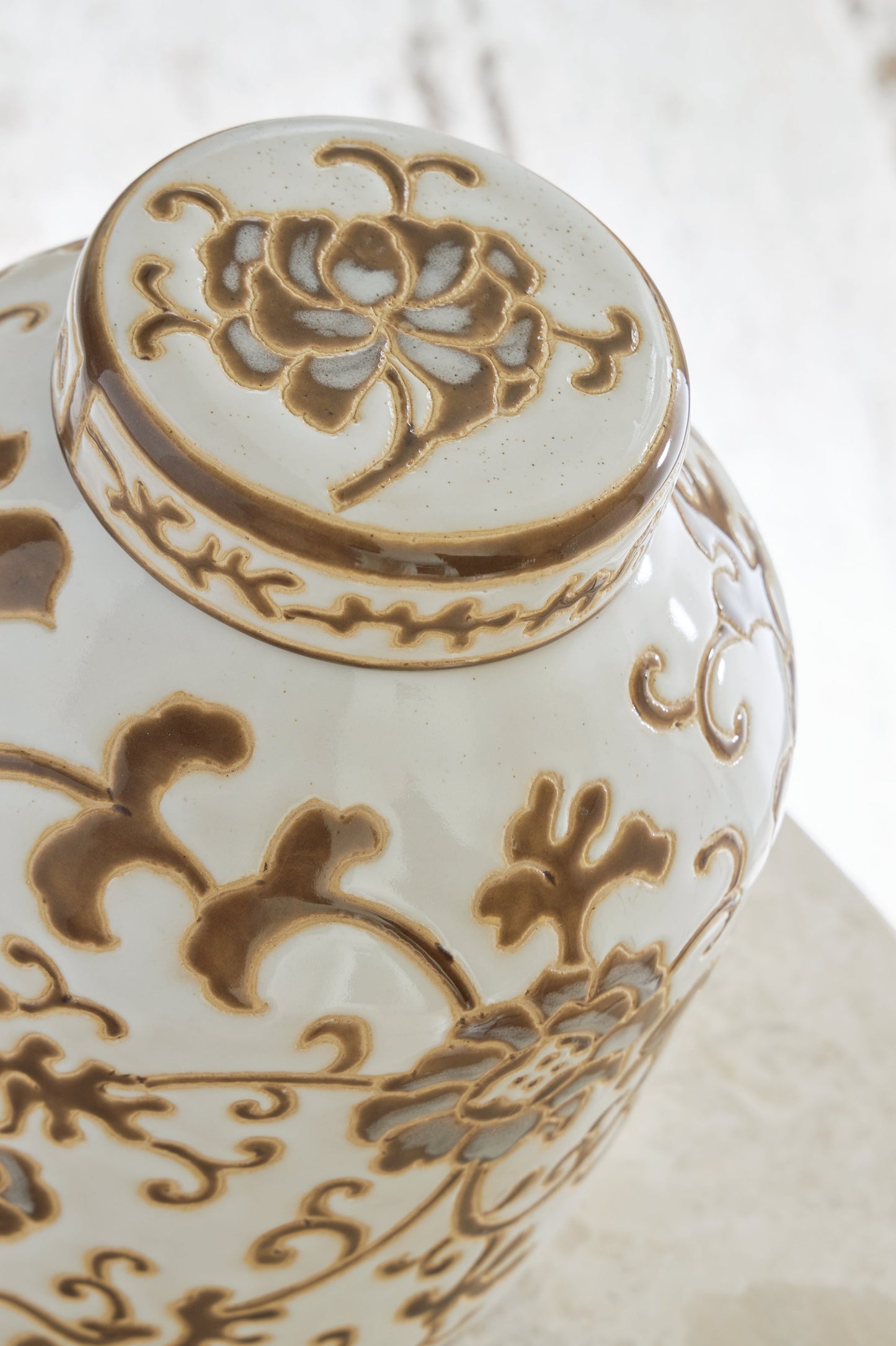 Adalham Cream/Brown Jar- Viva Furn