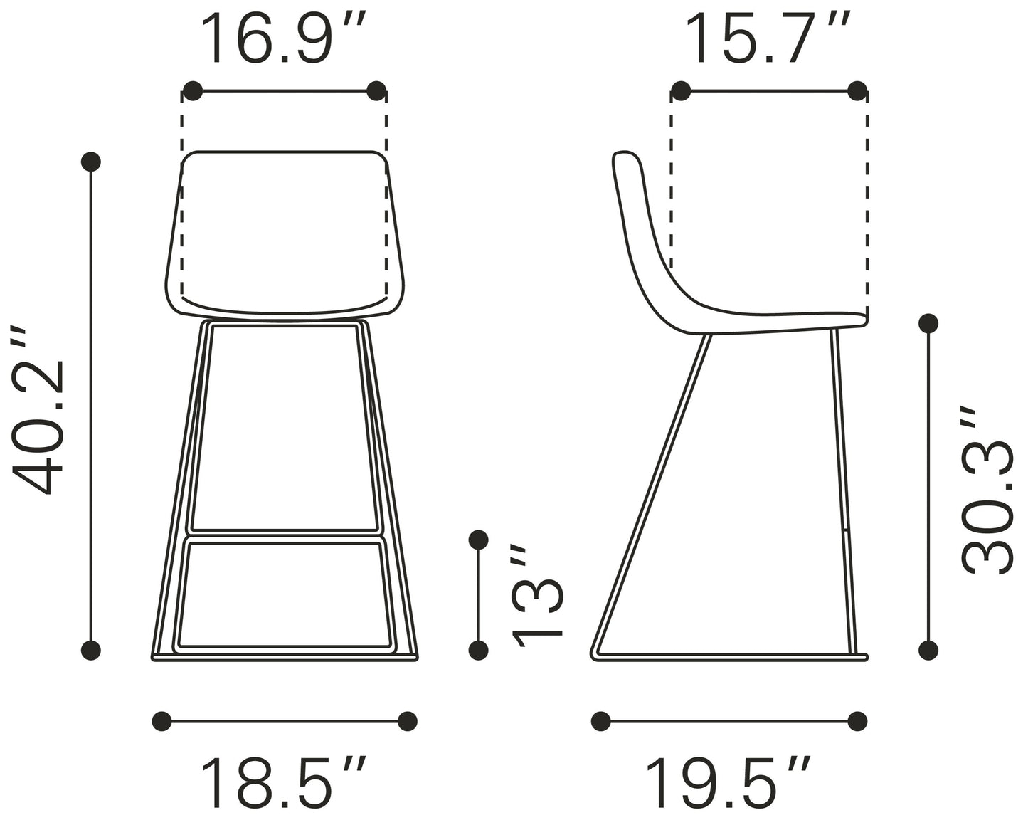 Adele Orange & Gold Barstool (Set of 2) - Ornate Home