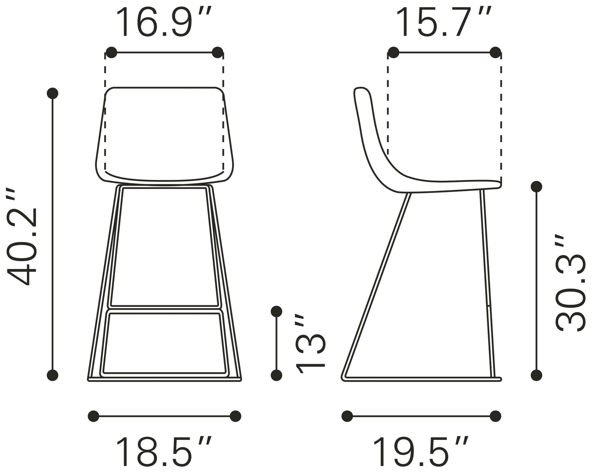 Adele Orange & Gold Barstool (Set of 2) - Ornate Home