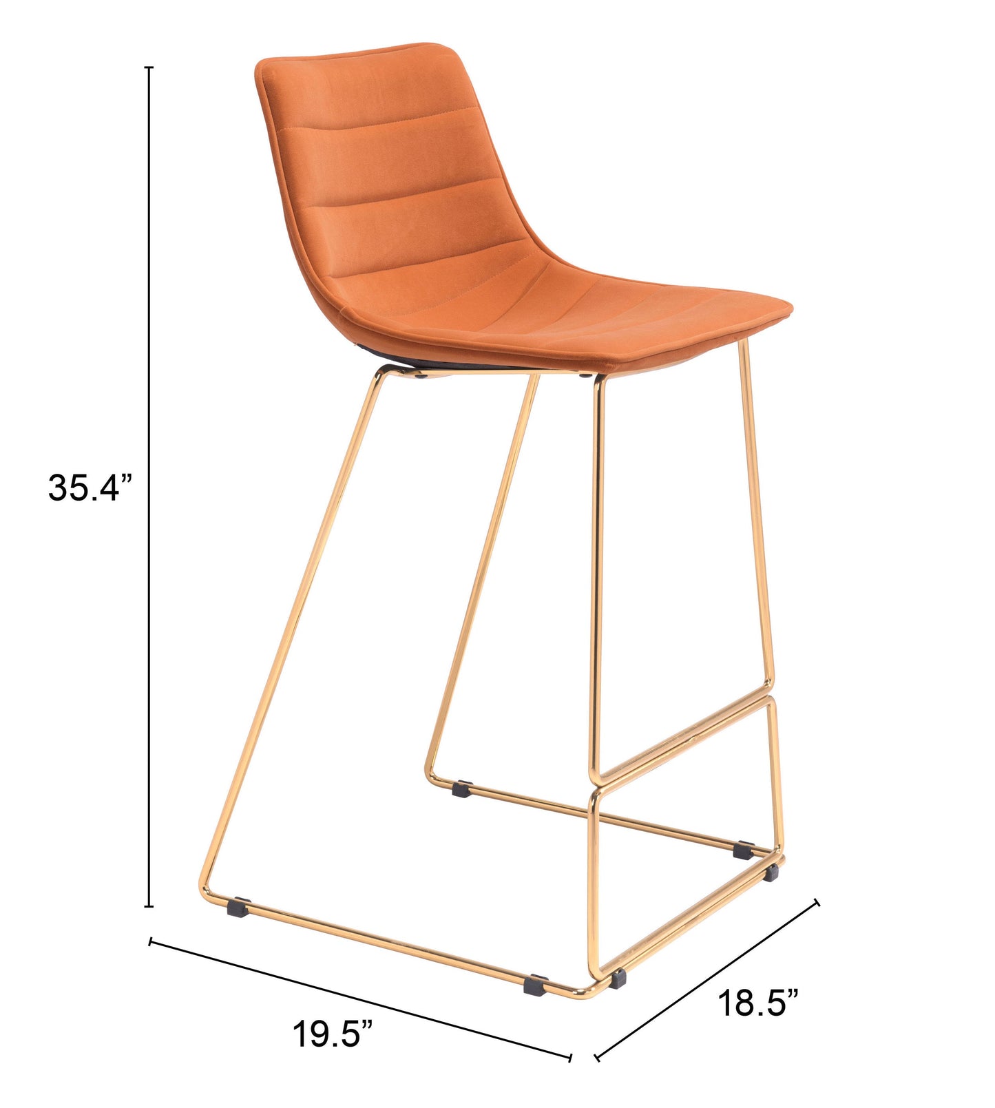 Adele Orange & Gold Barstool (Set of 2) - Ornate Home