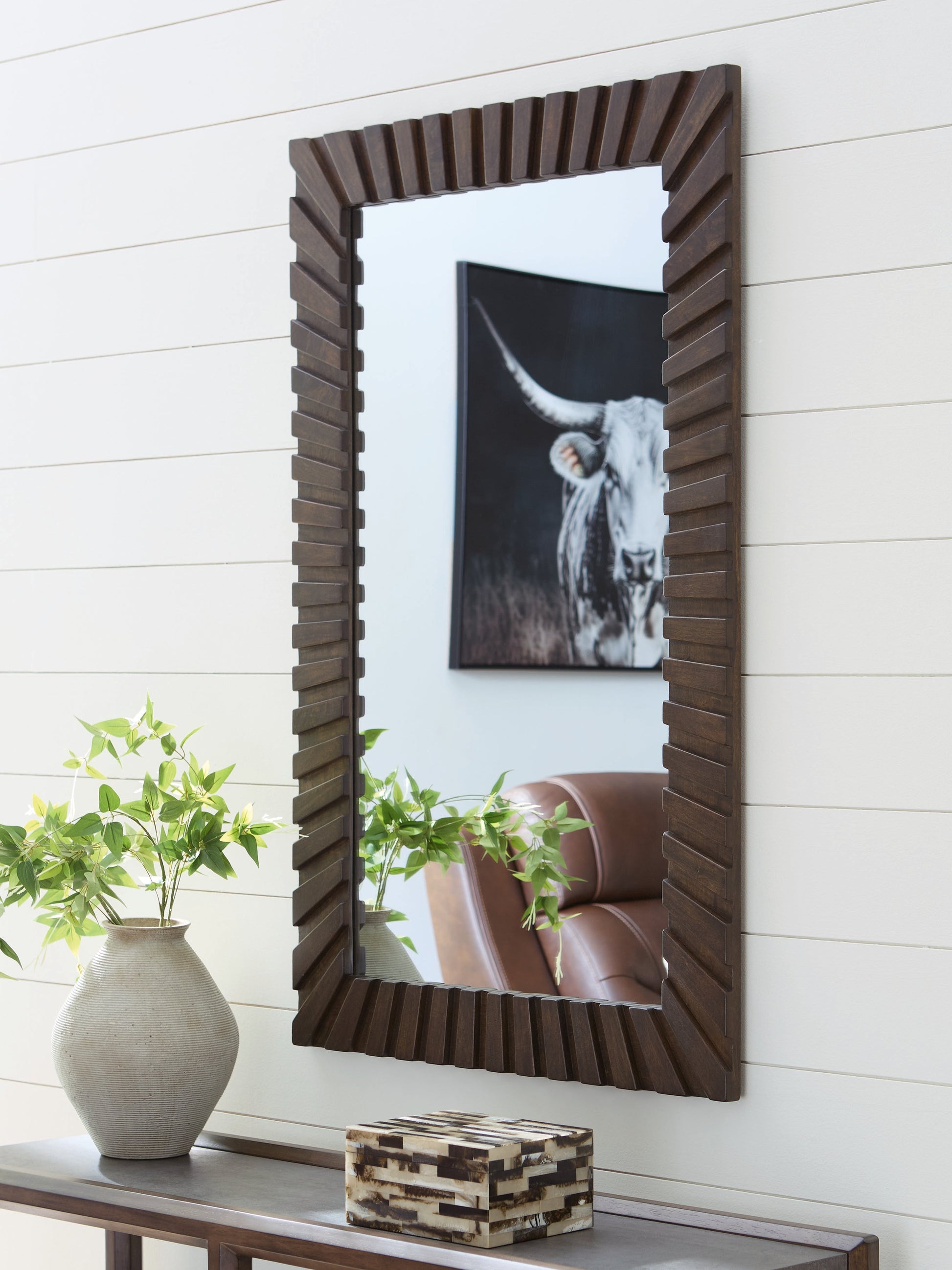 Advin Dark Brown Accent Mirror- Viva Furn