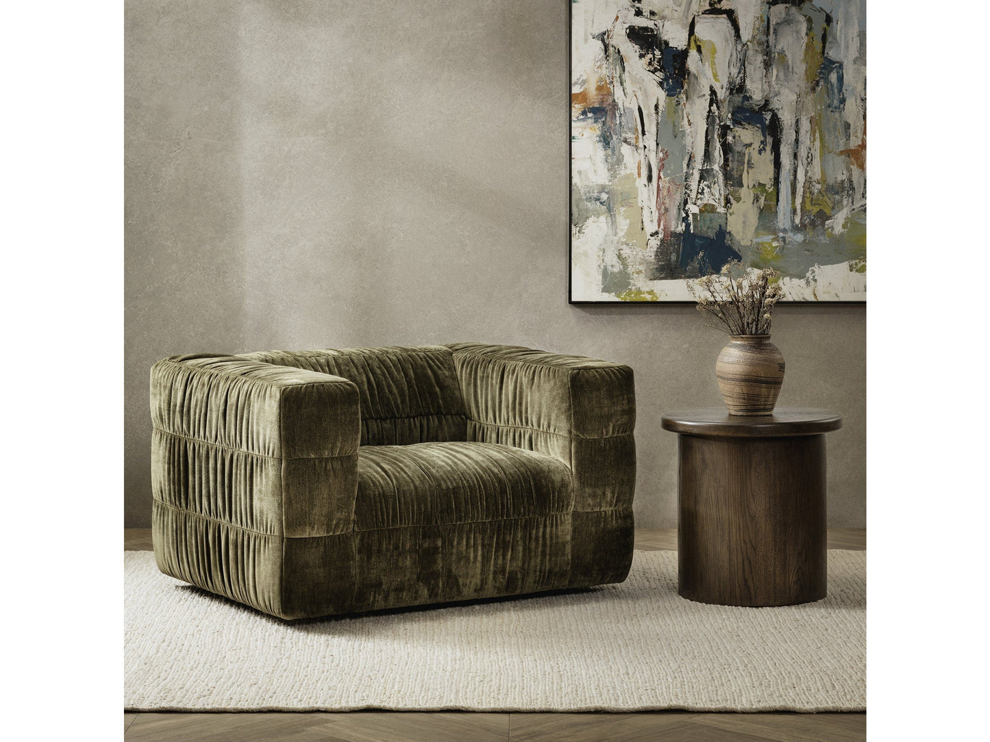 Afeela Fern Green Upholstered Swivel Chair - Ornate Home
