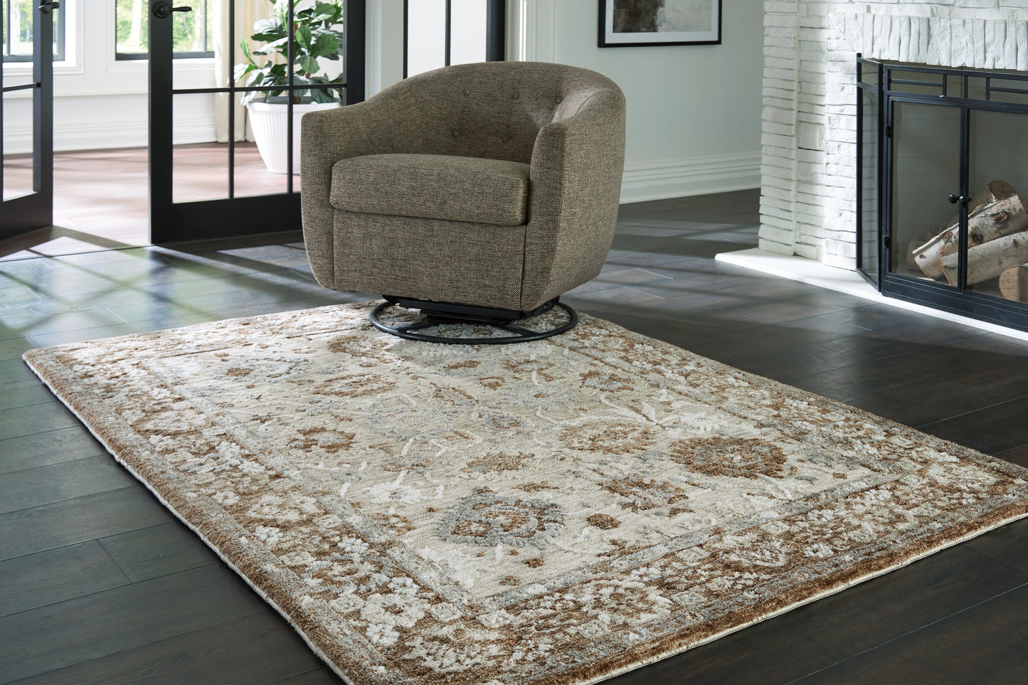 Ainswick Brown/Beige/Gray Memory Foam Medium Rug- Viva Furn