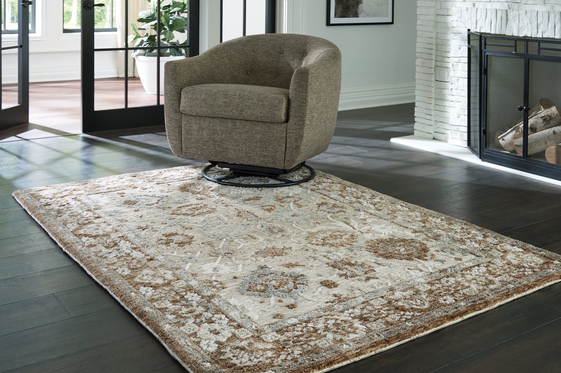 Ainswick Brown/Beige/Gray Memory Foam Medium Rug- Viva Furn