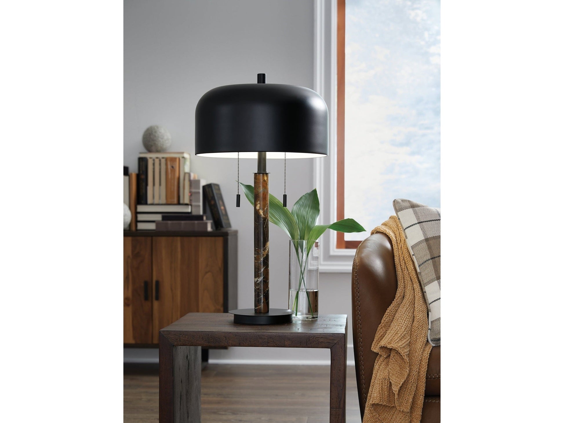 Alanbert Brown/Black Table Lamp- Viva Furn