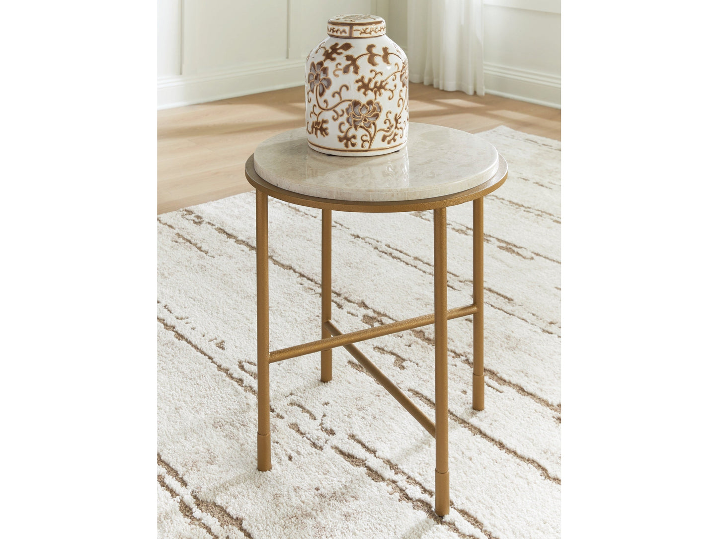 Alben Antique Gold End Table- Viva Furn