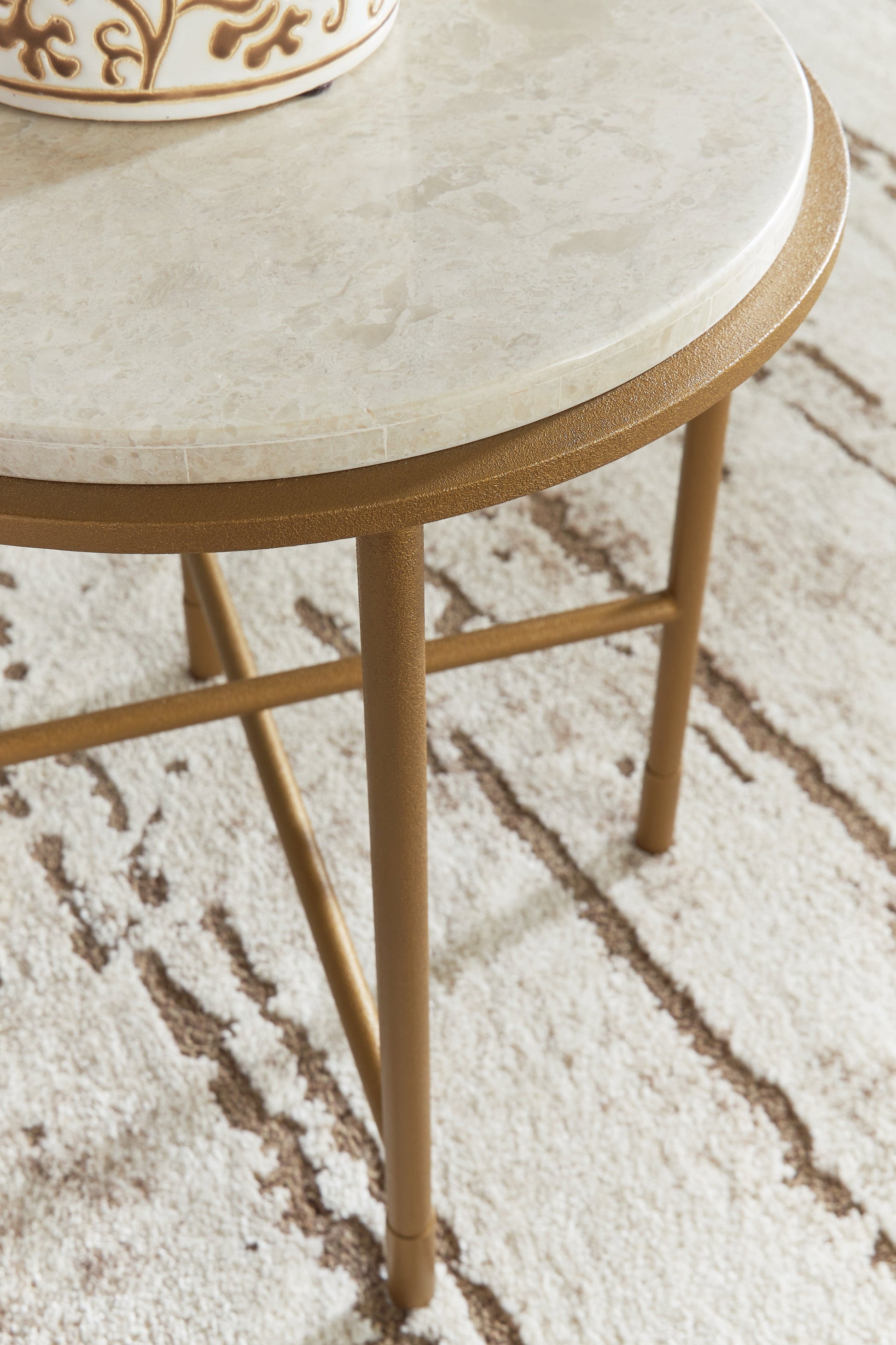 Alben Antique Gold End Table- Viva Furn