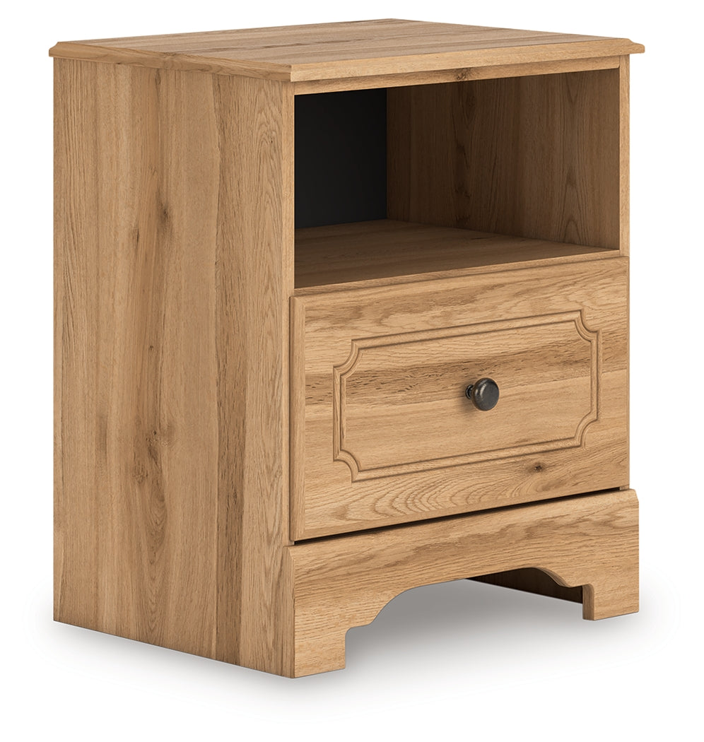 Aleaport Warm Brown One Drawer Night Stand- Viva Furn