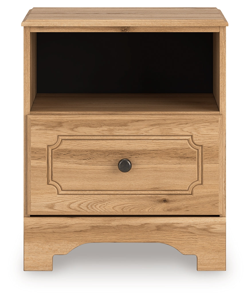 Aleaport Warm Brown One Drawer Night Stand- Viva Furn