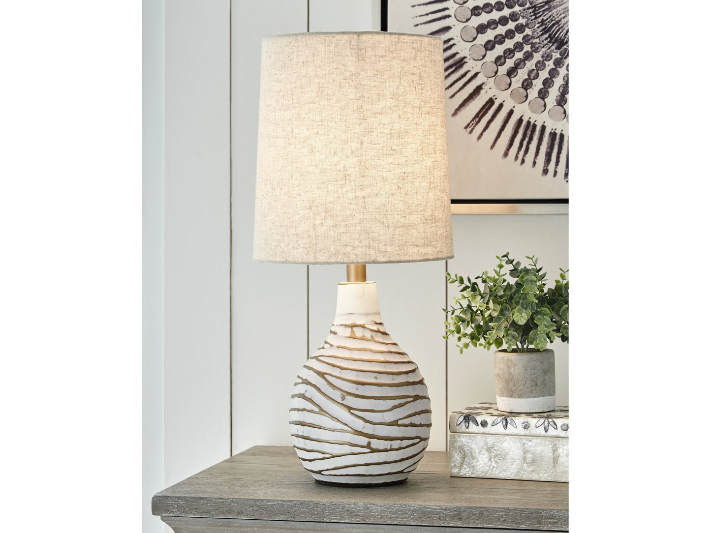 Aleela White/Gold Table Lamp (Set of 2)- Viva Furn