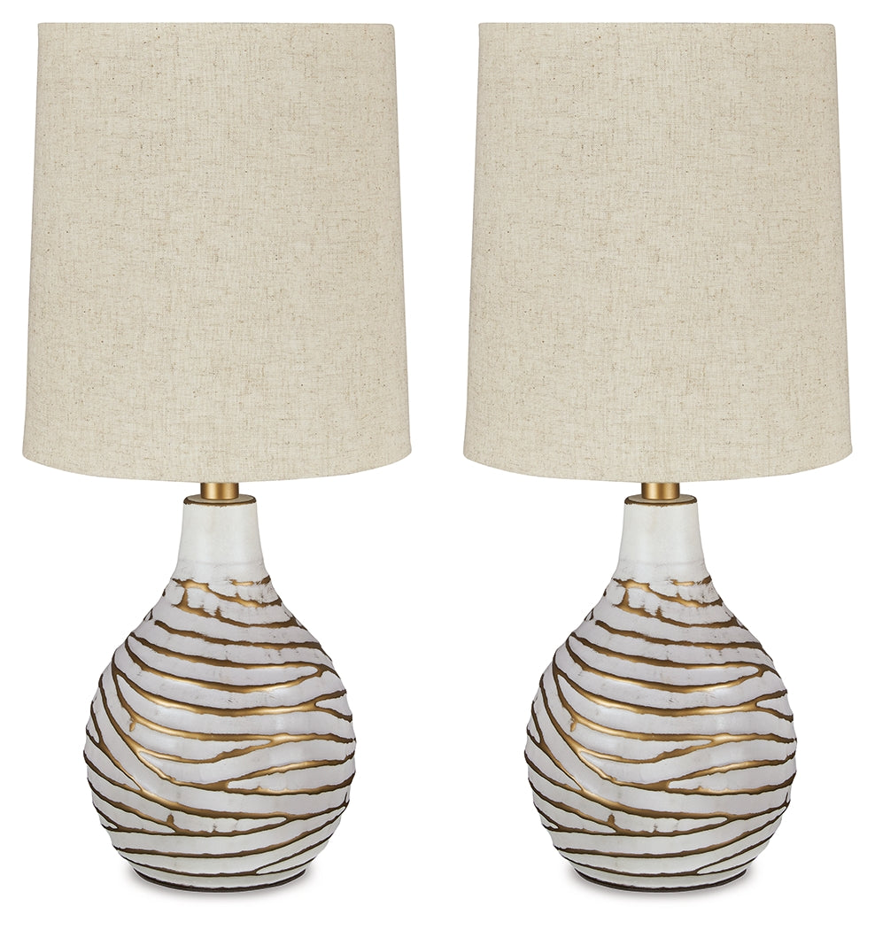 Aleela White/Gold Table Lamp (Set of 2)- Viva Furn