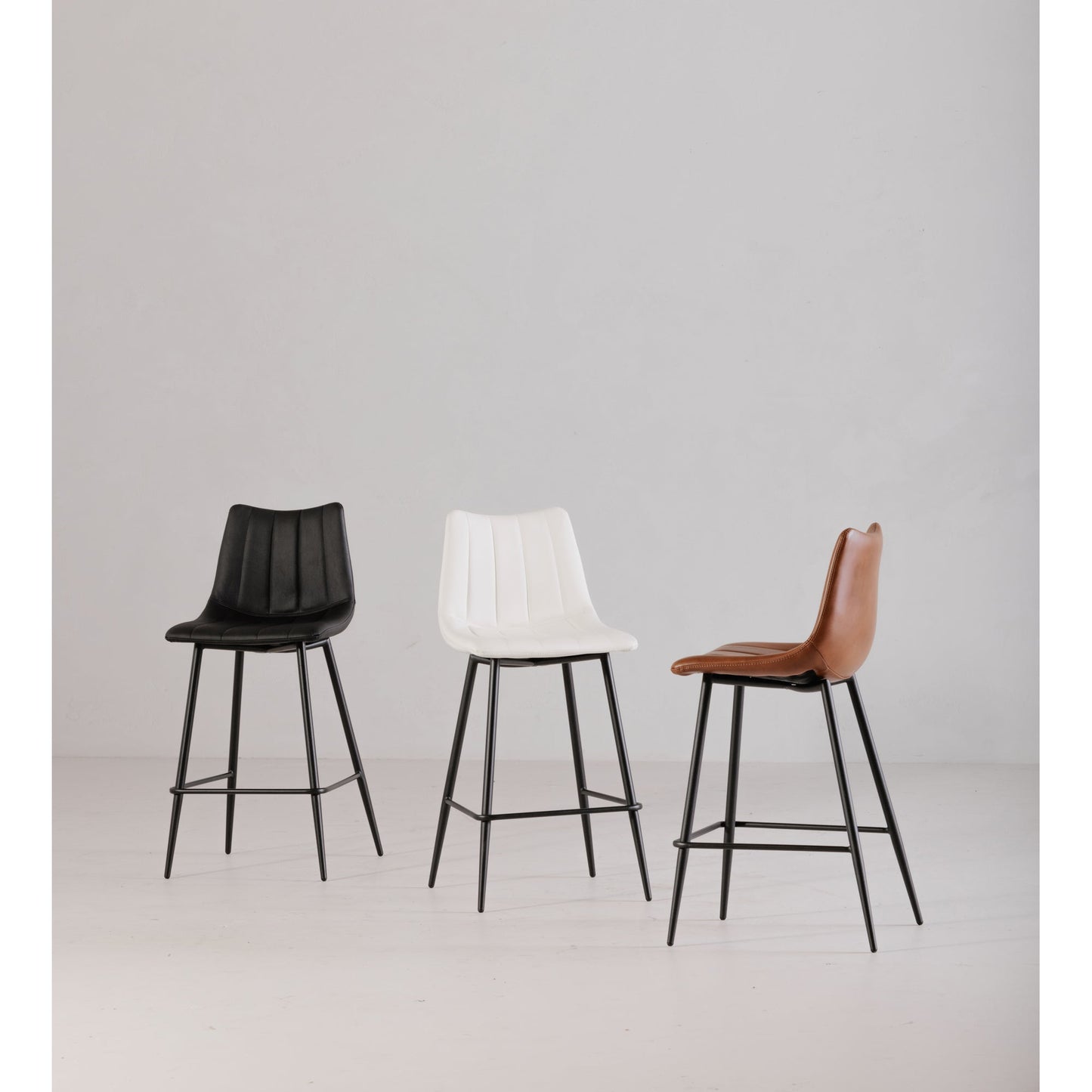 Alibi Matte Black Counter Stool (Set of 2) - Ornate Home