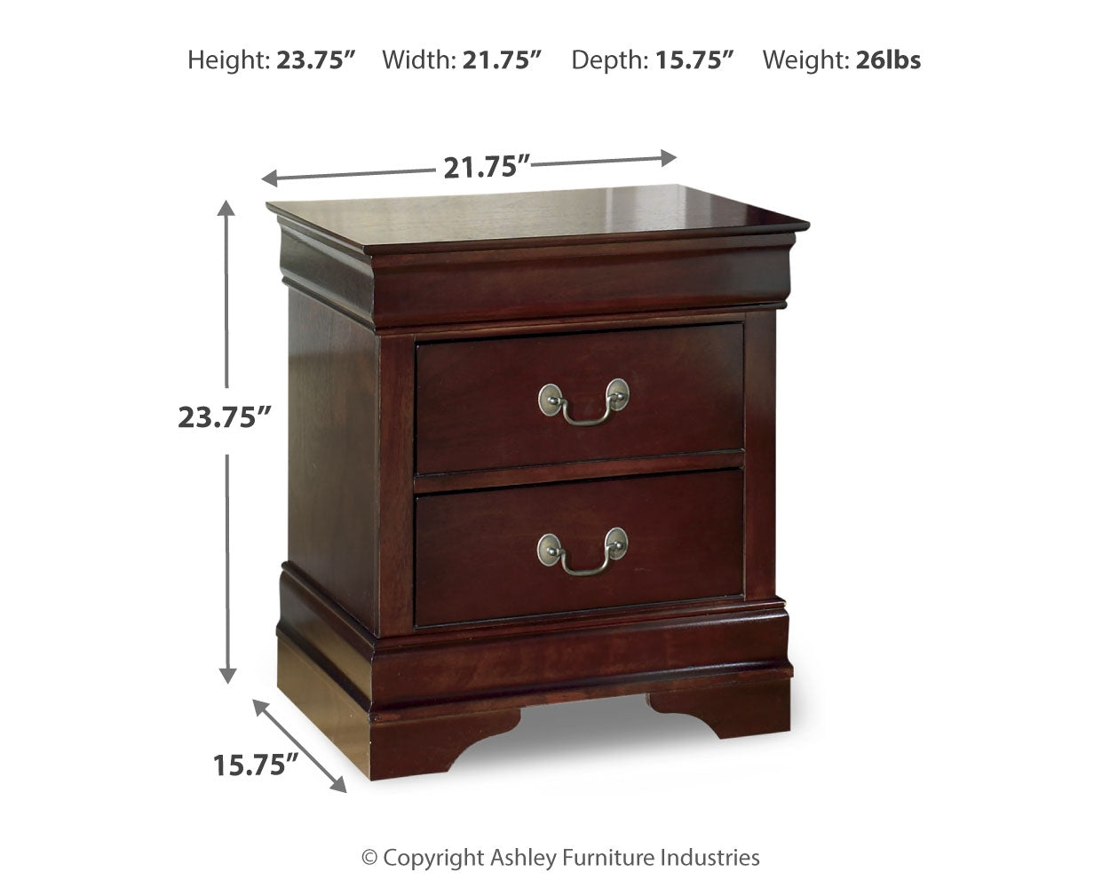 Alisdair Reddish Brown Queen Sleigh Bedroom Set with 2 Nightstands- Viva Furn