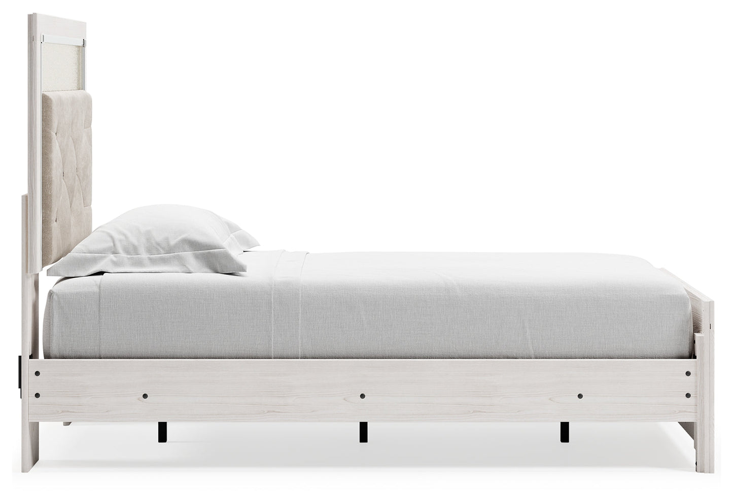 Altyra White Twin Upholstered Panel Bed and 2 Nightstands- Viva Furn