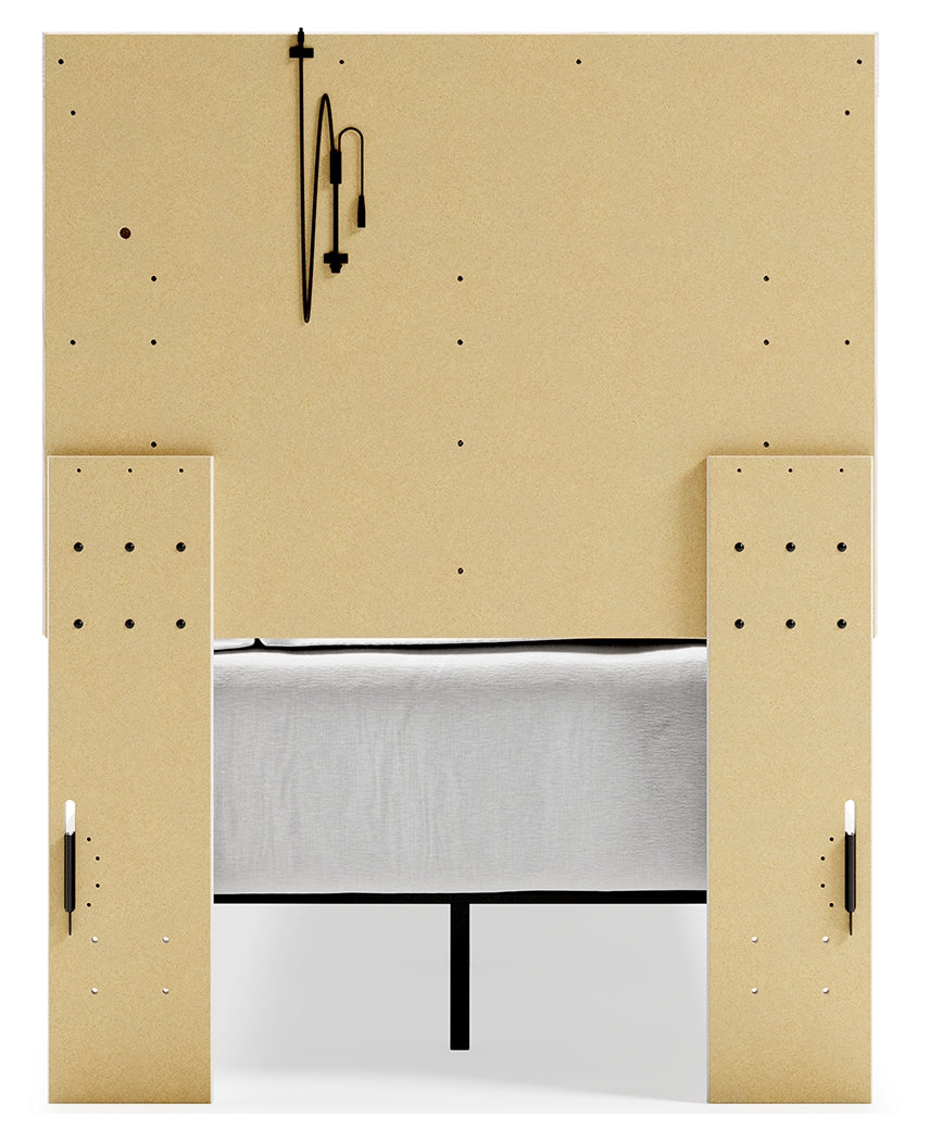 Altyra White Twin Upholstered Panel Bed and 2 Nightstands- Viva Furn