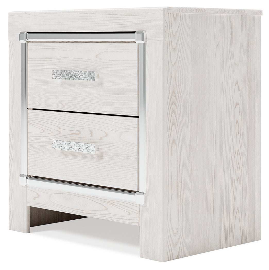 Altyra White Twin Upholstered Panel Bed and 2 Nightstands- Viva Furn