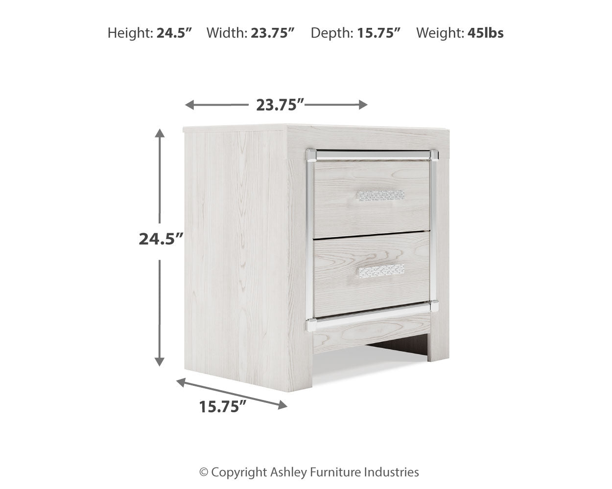 Altyra White Twin Upholstered Panel Bed and 2 Nightstands- Viva Furn