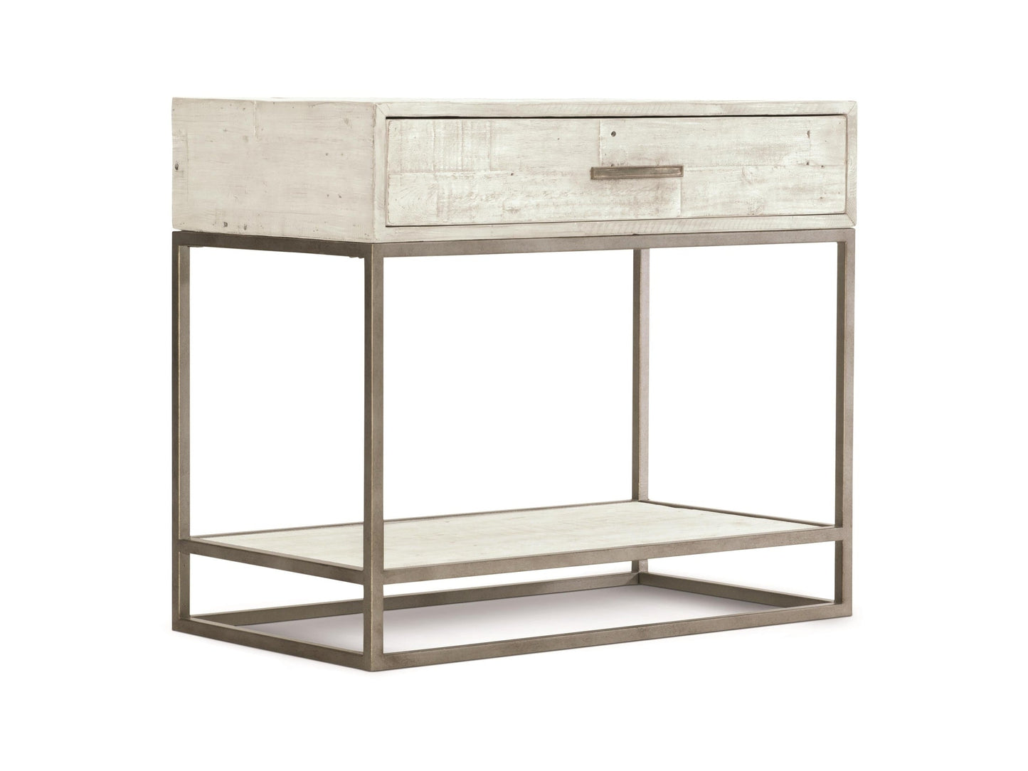 Alvar Glazed Silver/Brushed White Nightstand - Ornate Home