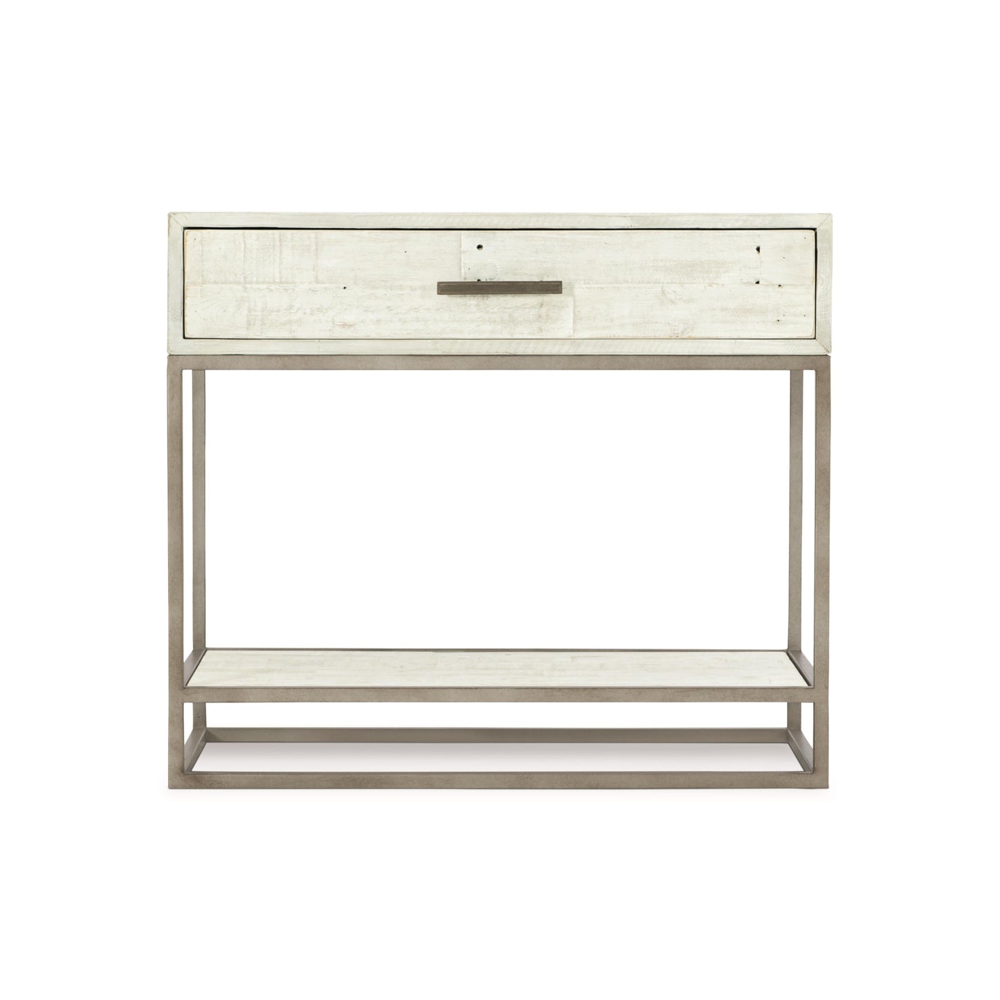 Alvar Glazed Silver/Brushed White Nightstand - Ornate Home