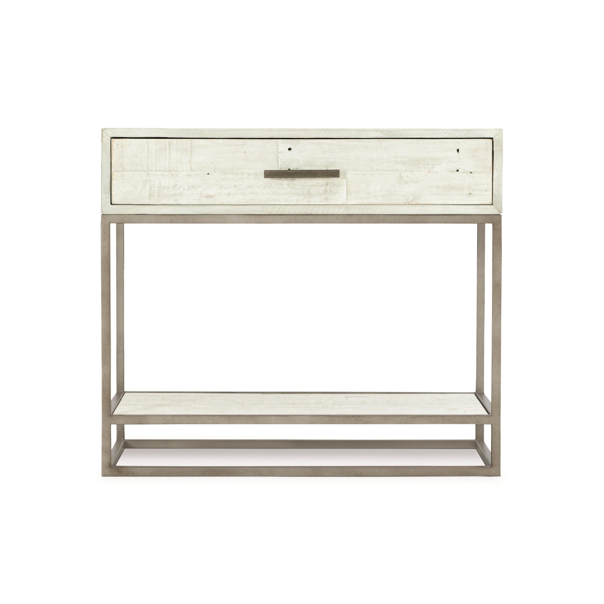 Alvar Glazed Silver/Brushed White Nightstand - Ornate Home