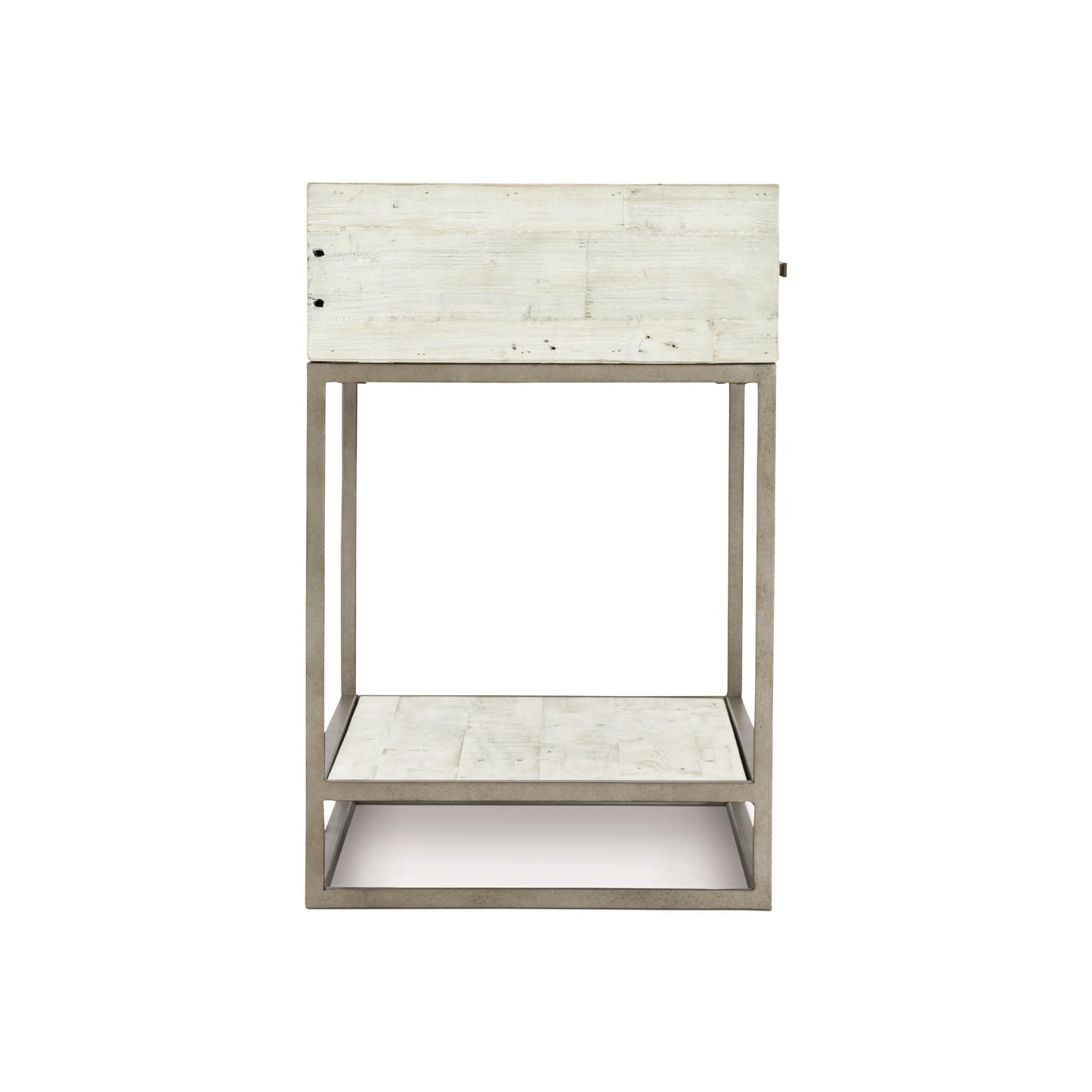 Alvar Glazed Silver/Brushed White Nightstand - Ornate Home