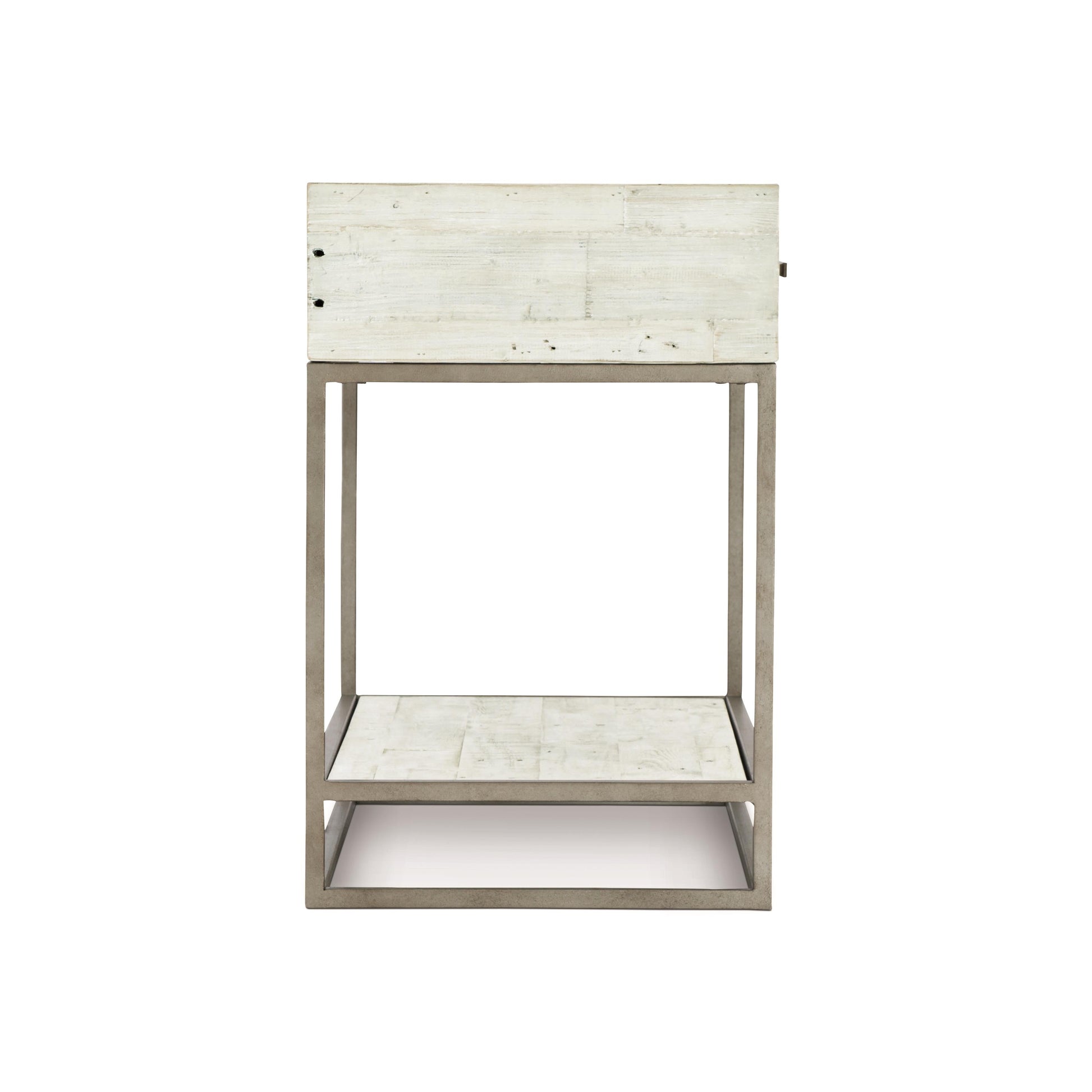 Alvar Glazed Silver/Brushed White Nightstand - Ornate Home