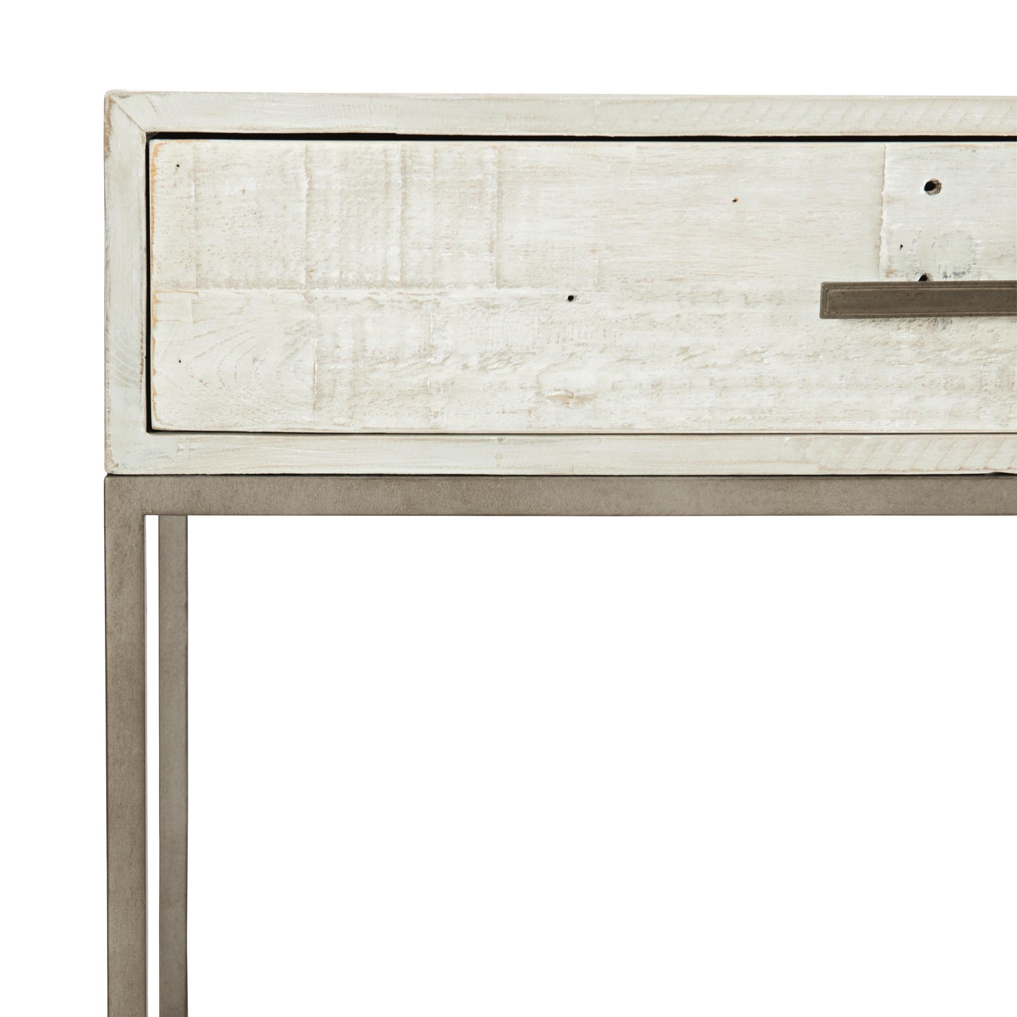 Alvar Glazed Silver/Brushed White Nightstand - Ornate Home