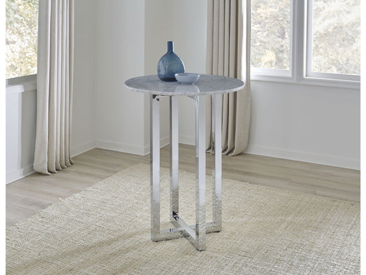 Amalfi 32 inch Round Carrara Marble Top Bar Table - Ornate Home