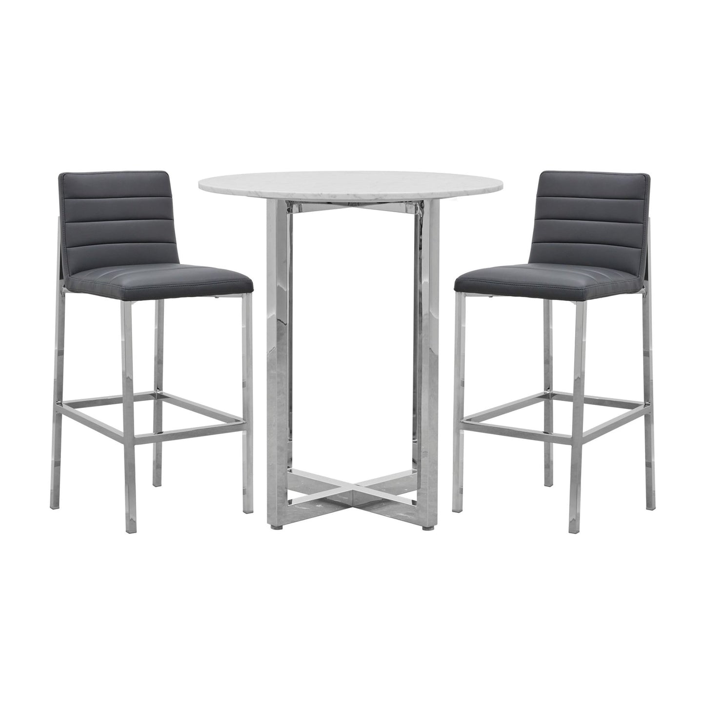 Amalfi Metal Back Bar Stool in Cobalt Leather (Set of 2) - Ornate Home