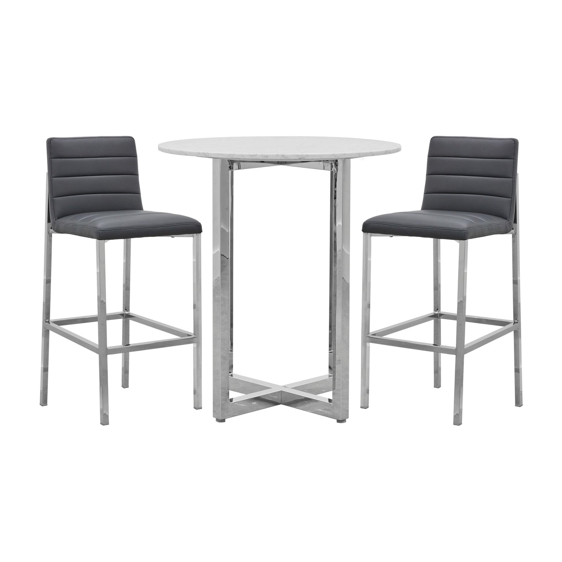 Amalfi Metal Back Bar Stool in Cobalt Leather (Set of 2) - Ornate Home