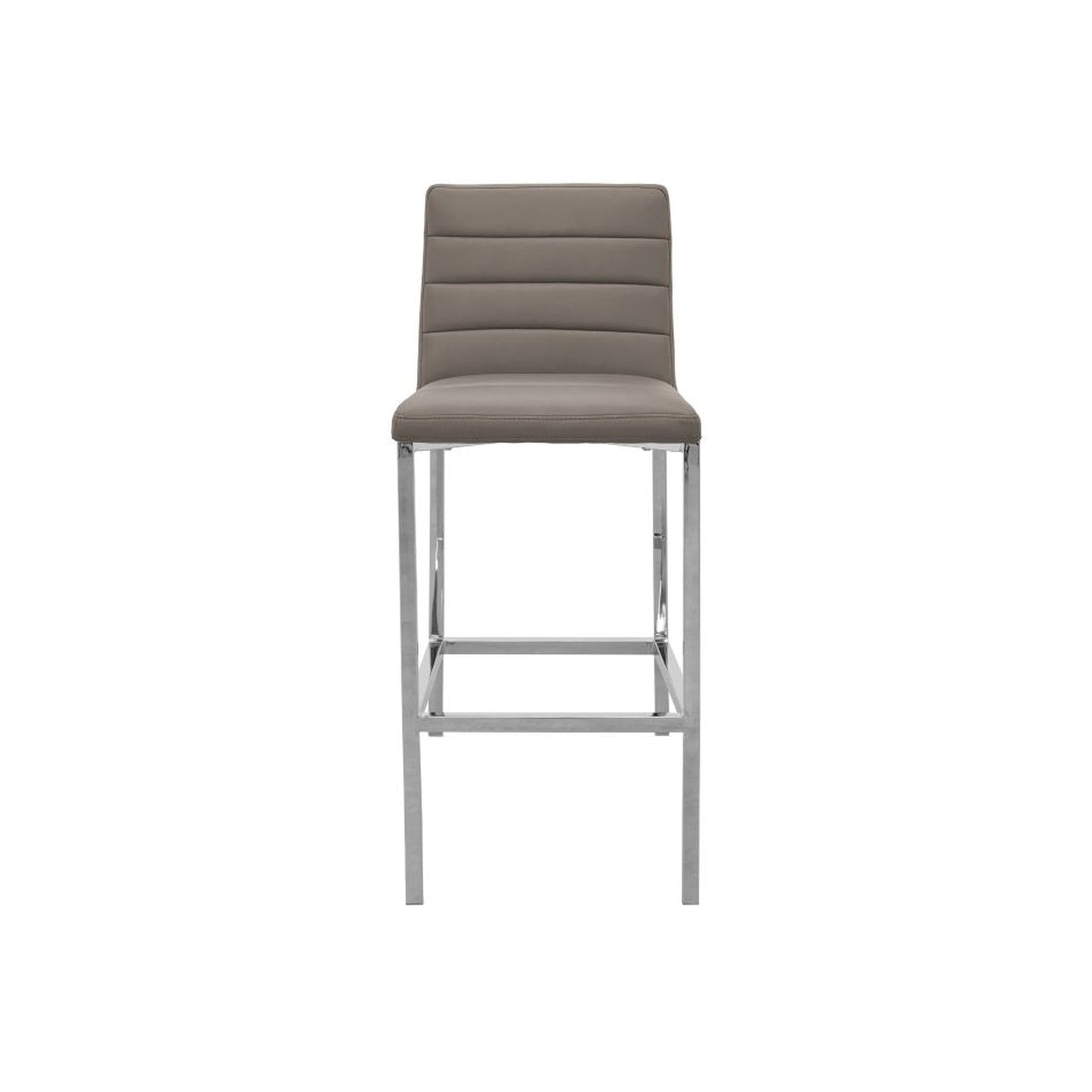 Amalfi Metal Back Bar Stool in Taupe Leather (Set of 2) - Ornate Home