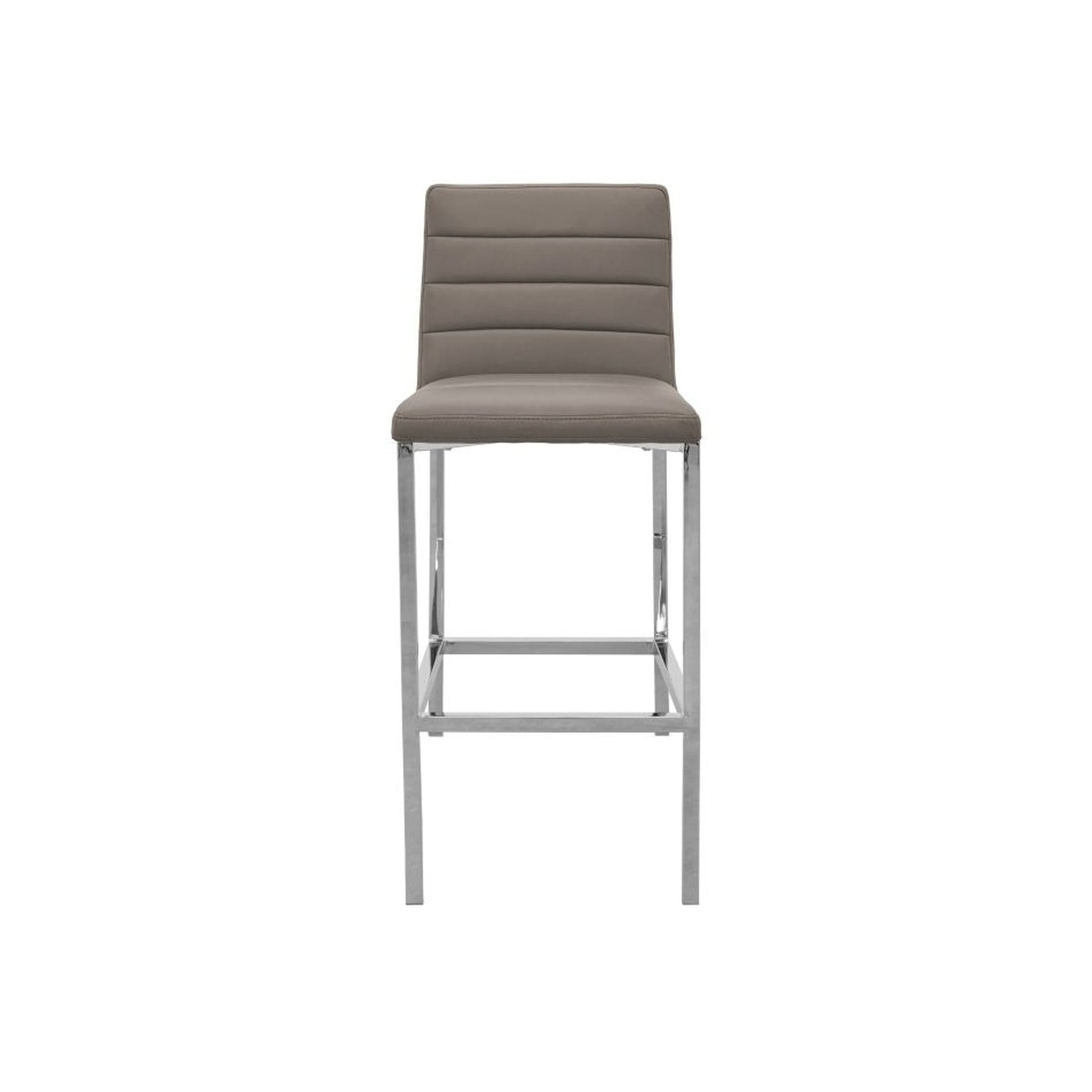 Amalfi Metal Back Bar Stool in Taupe Leather (Set of 2) - Ornate Home
