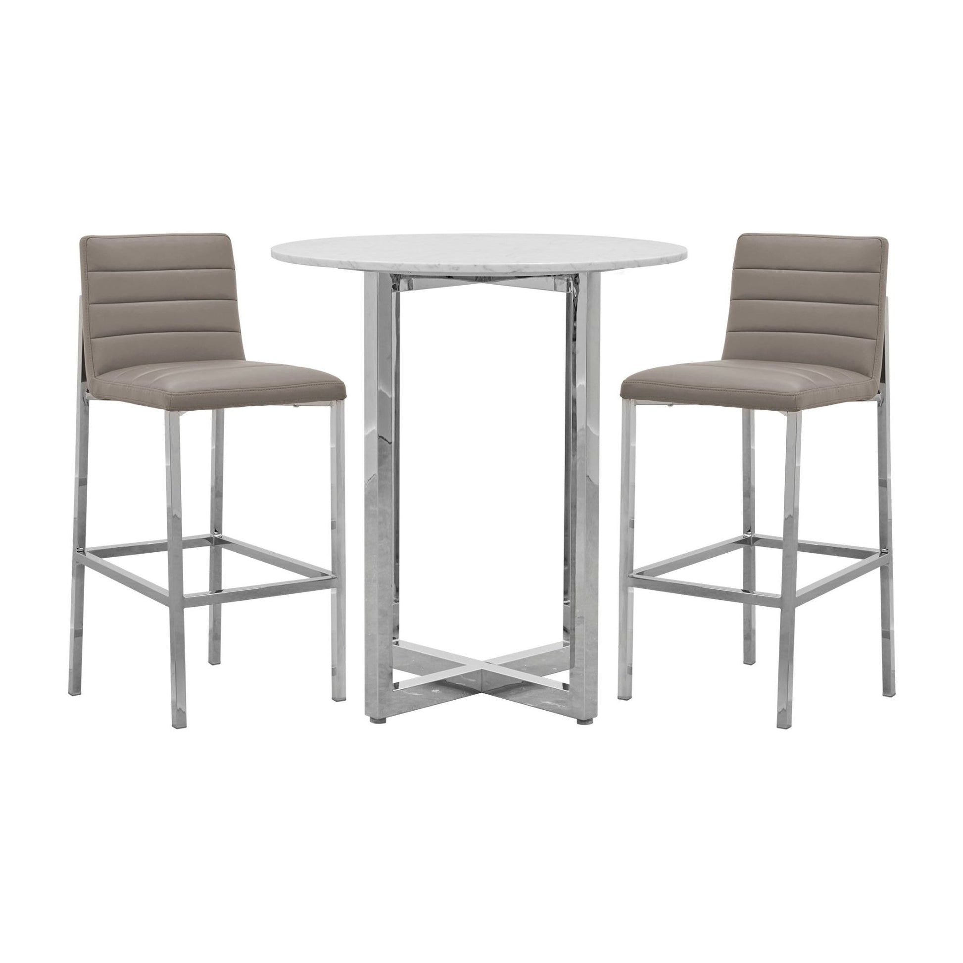 Amalfi Metal Back Bar Stool in Taupe Leather (Set of 2) - Ornate Home