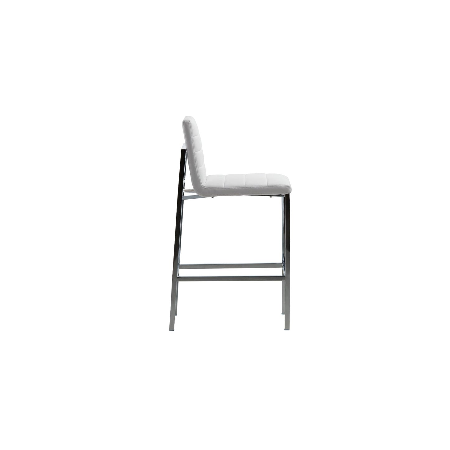 Amalfi Metal Back Bar Stool in White Leather (Set of 2) - Ornate Home