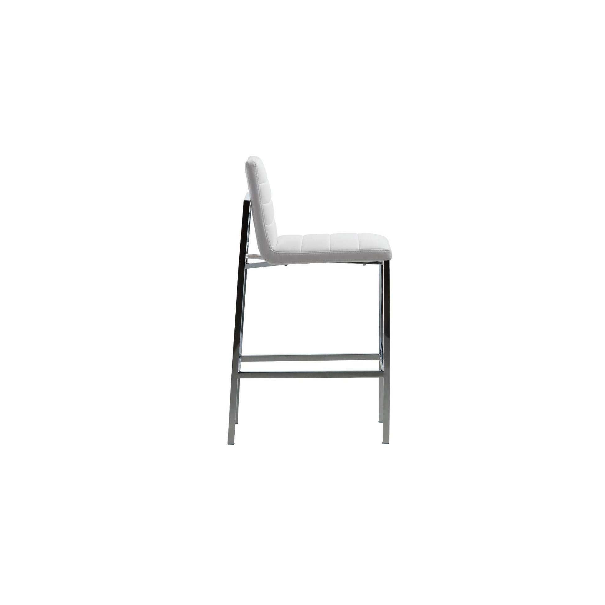 Amalfi Metal Back Bar Stool in White Leather (Set of 2) - Ornate Home