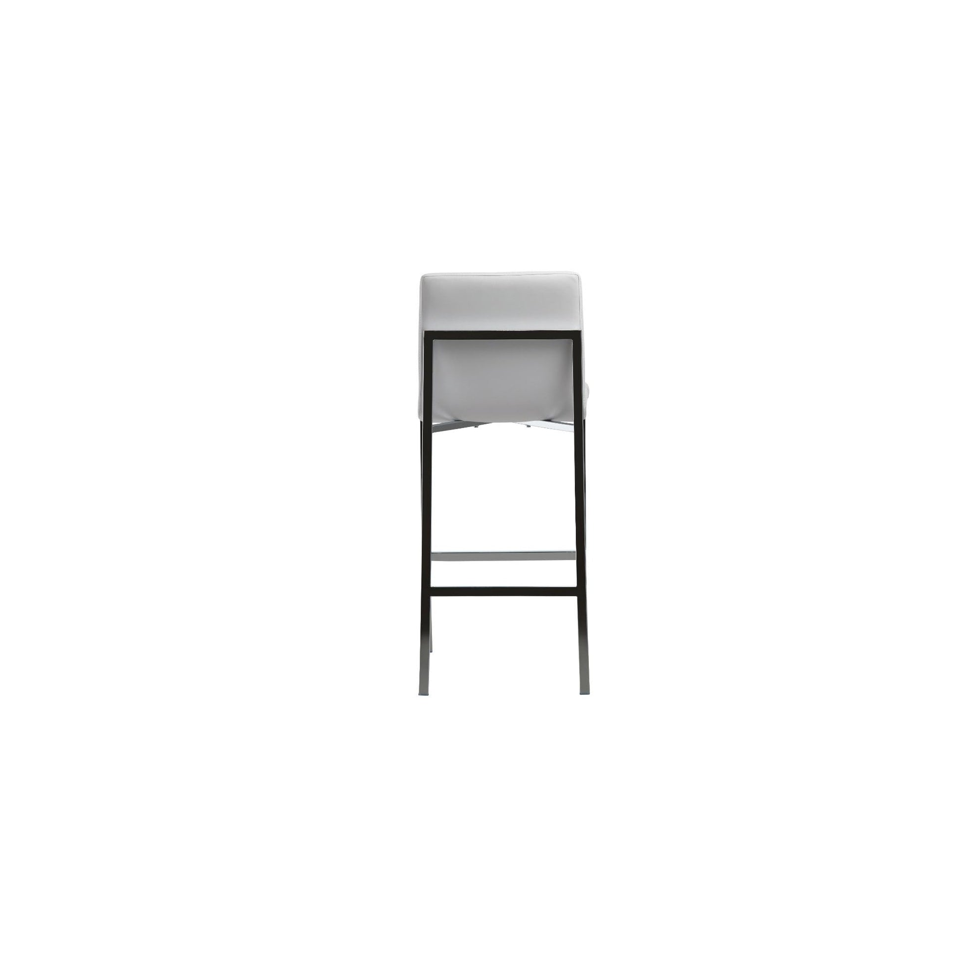 Amalfi Metal Back Bar Stool in White Leather (Set of 2) - Ornate Home