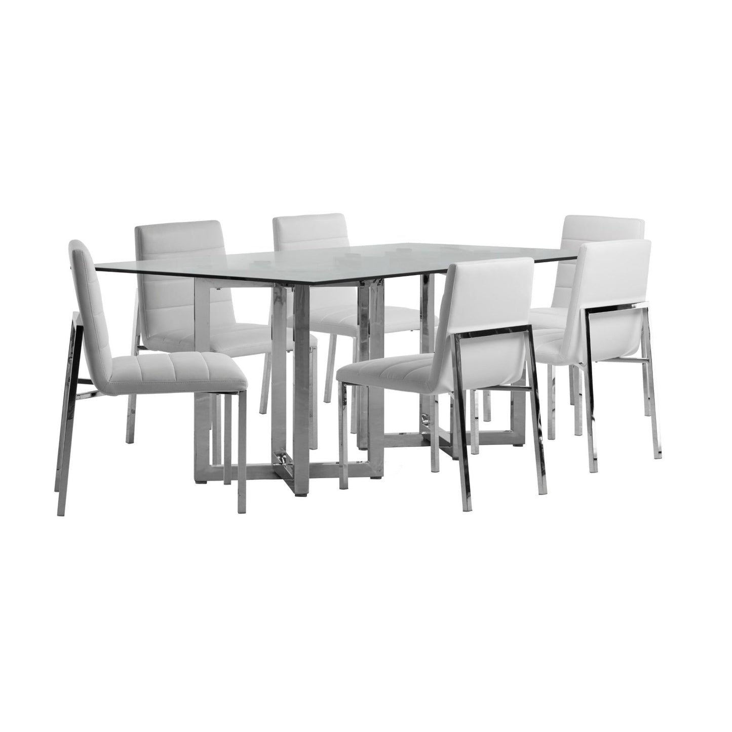 Amalfi Metal Back Chair in White Leather (Set of 2) - Ornate Home