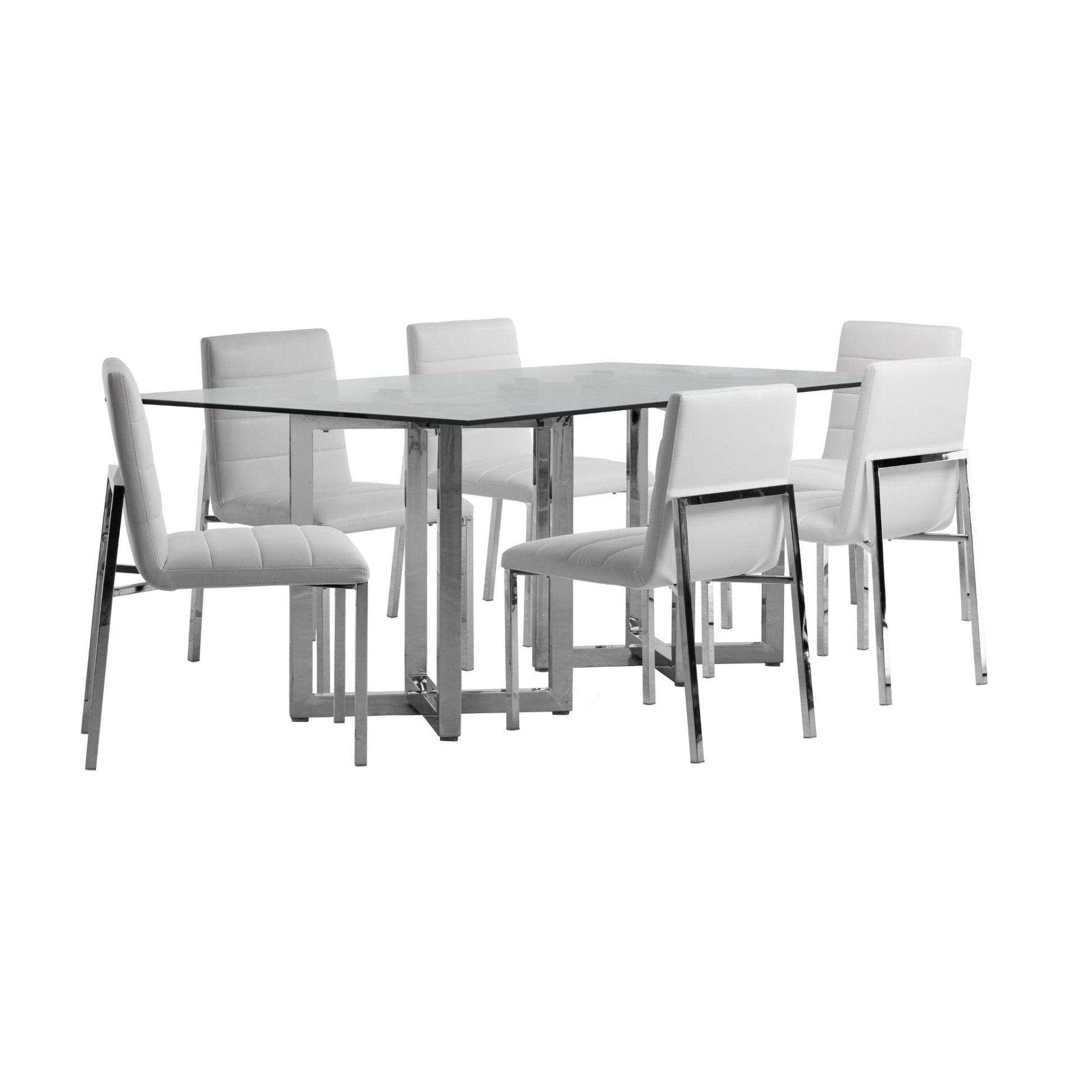 Amalfi Metal Back Chair in White Leather (Set of 2) - Ornate Home