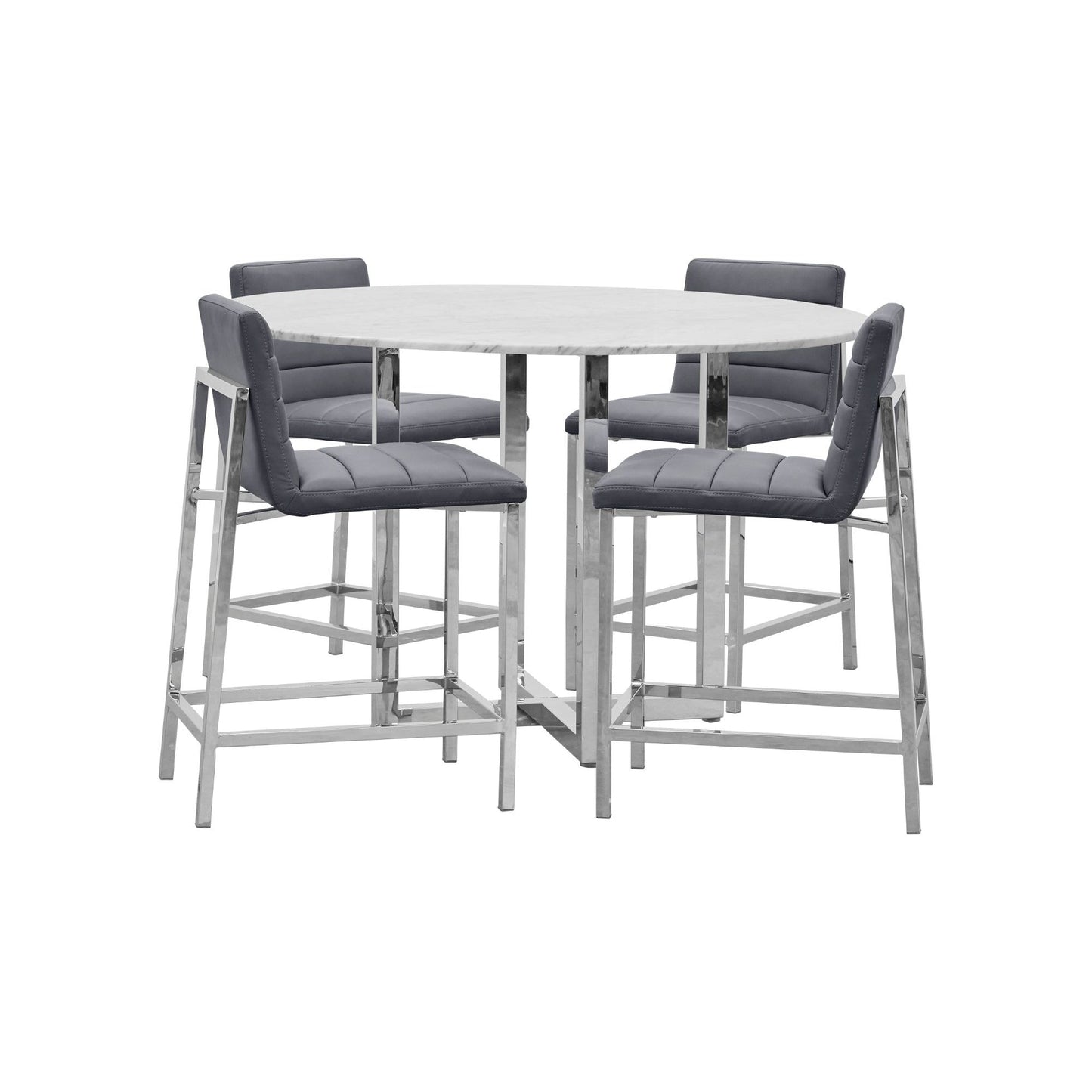 Amalfi Metal Back Counter Stool in Cobalt Leather (Set of 2) - Ornate Home