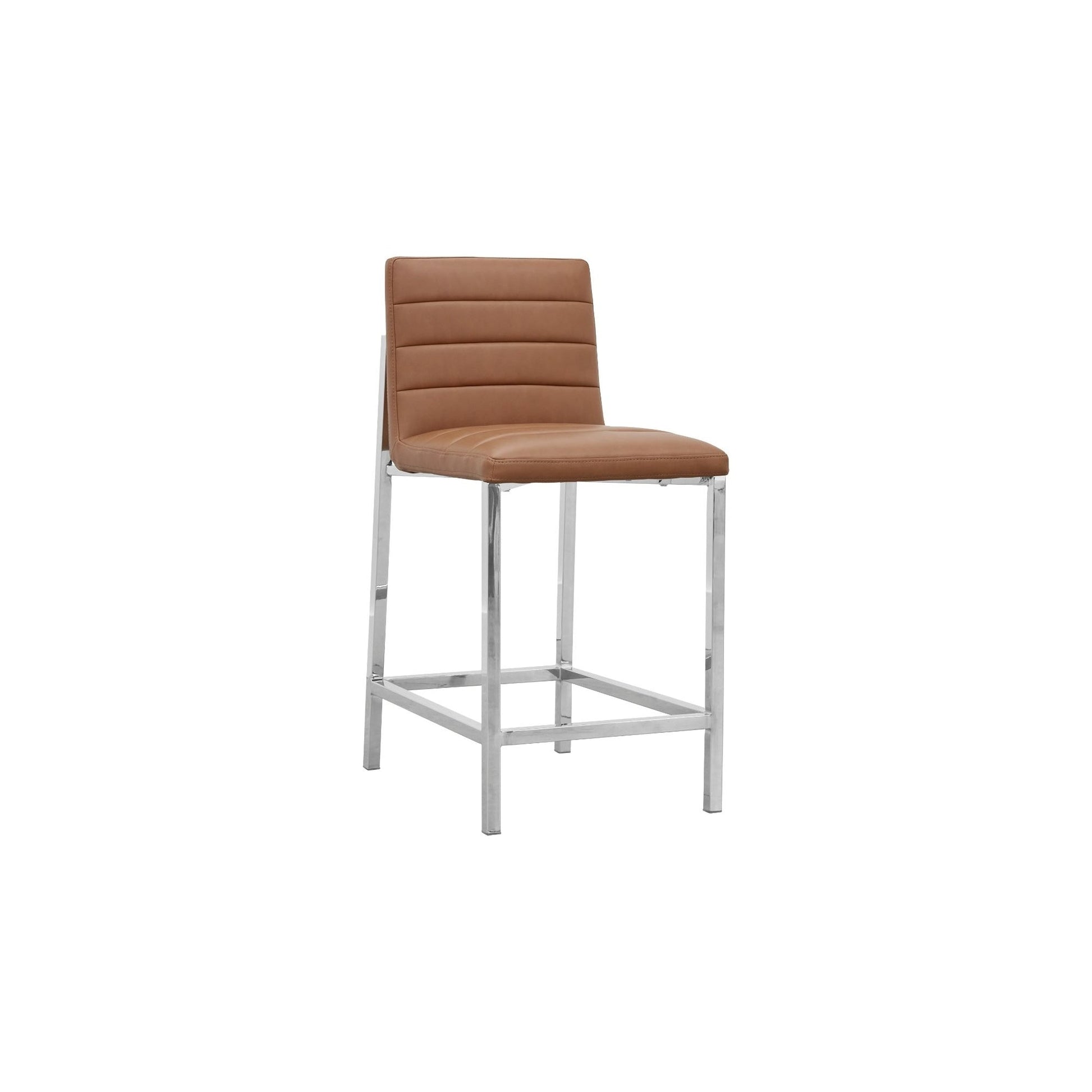 Amalfi Metal Back Counter Stool in Cognac Leather (Set of 2) - Ornate Home