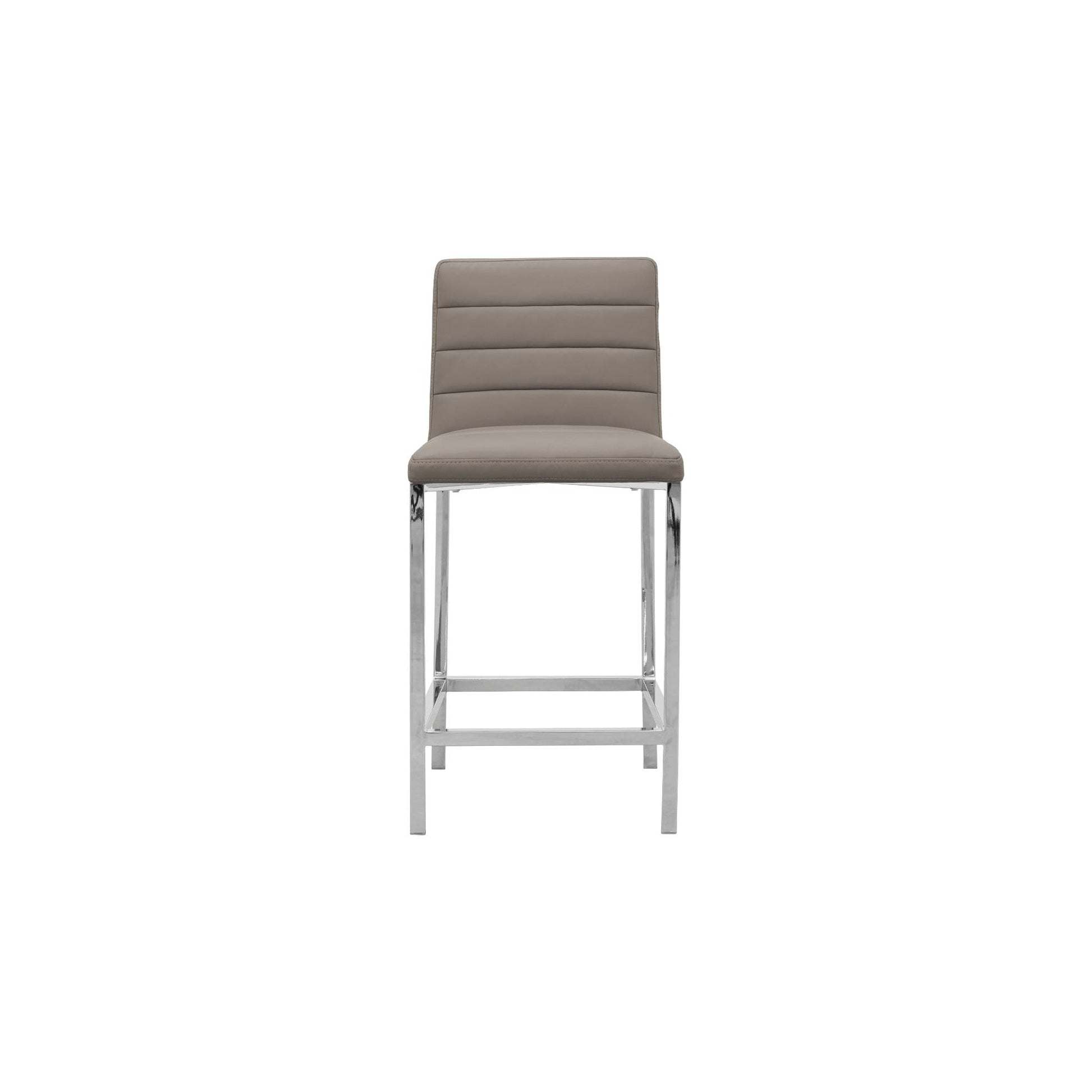 Amalfi Metal Back Counter Stool in Taupe Leather (Set of 2) - Ornate Home