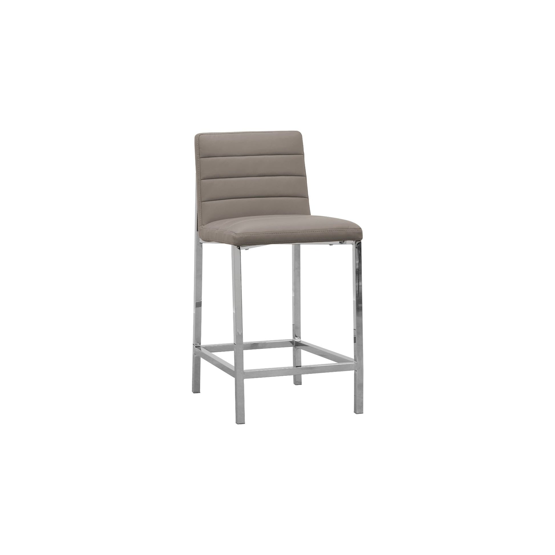 Amalfi Metal Back Counter Stool in Taupe Leather (Set of 2) - Ornate Home