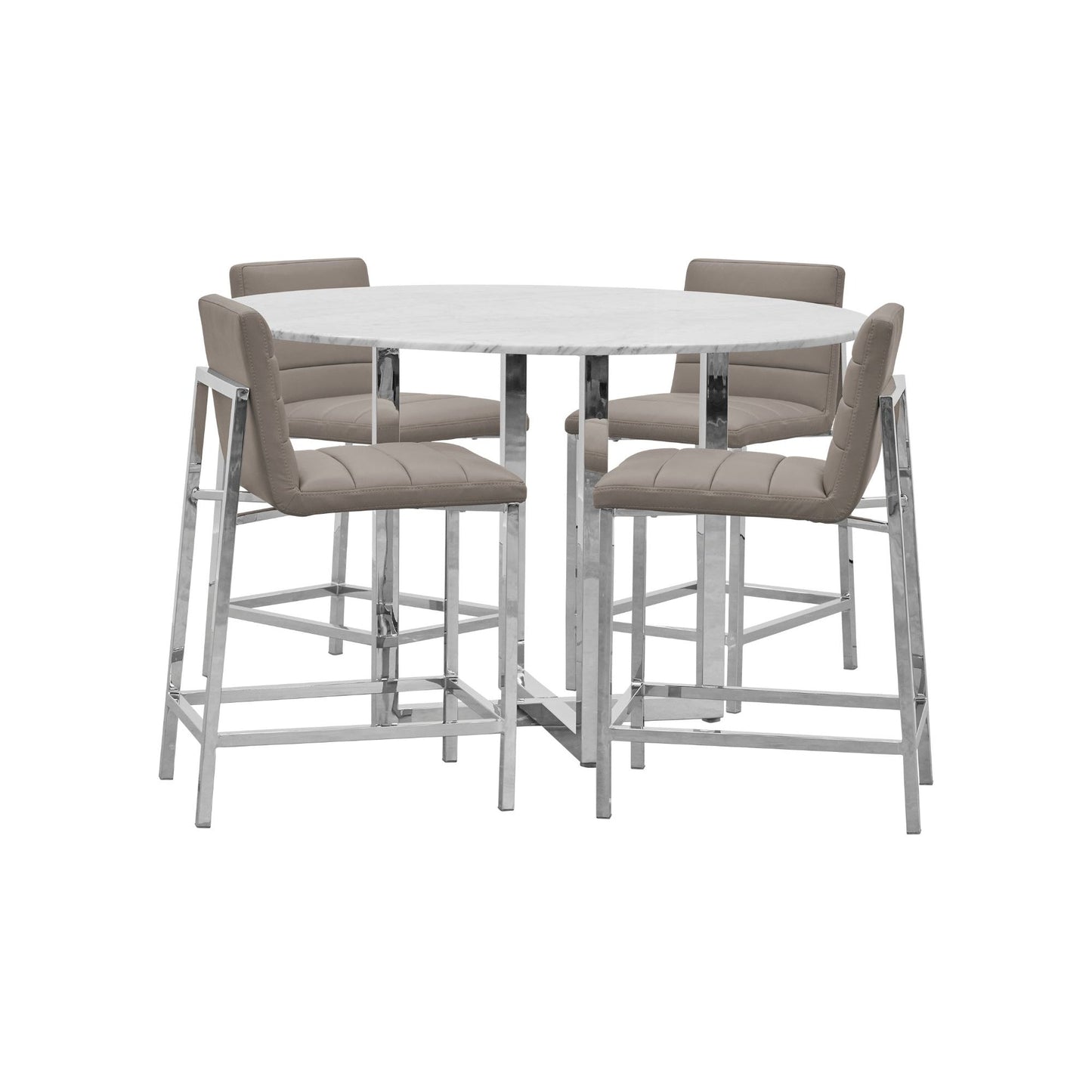 Amalfi Metal Back Counter Stool in Taupe Leather (Set of 2) - Ornate Home