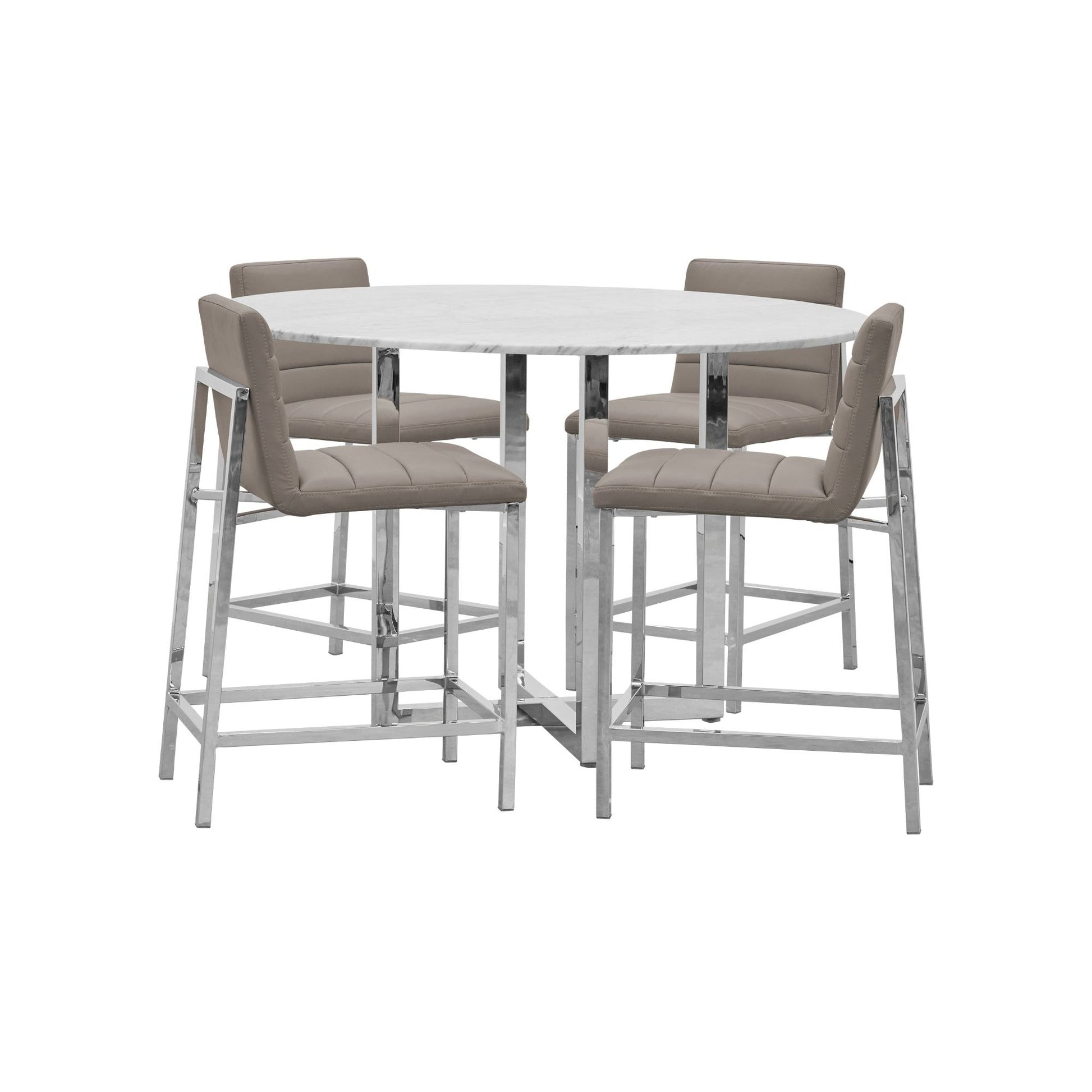 Amalfi Metal Back Counter Stool in Taupe Leather (Set of 2) - Ornate Home
