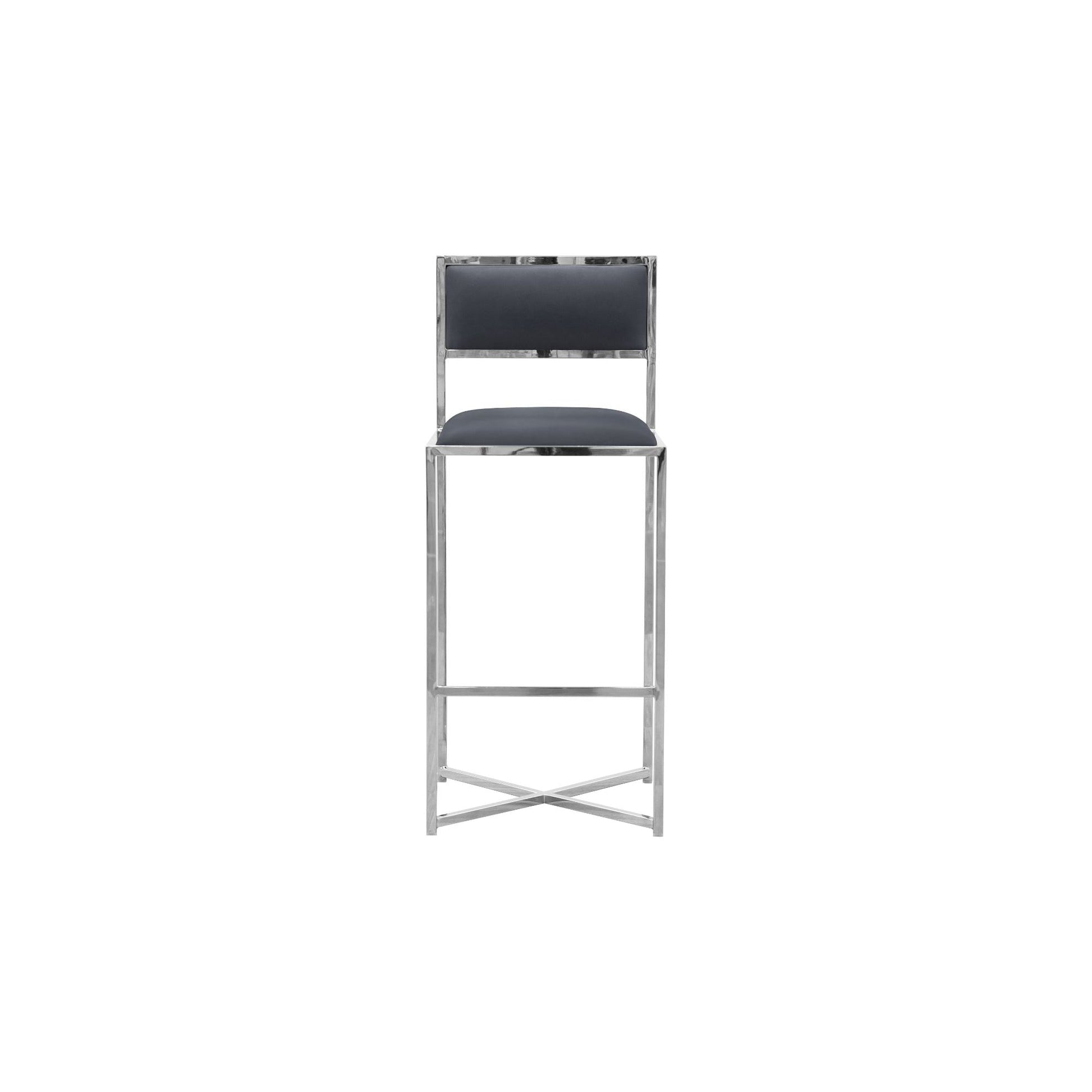 Amalfi X-Base Bar Stool in Cobalt Leather (Set of 2) - Ornate Home